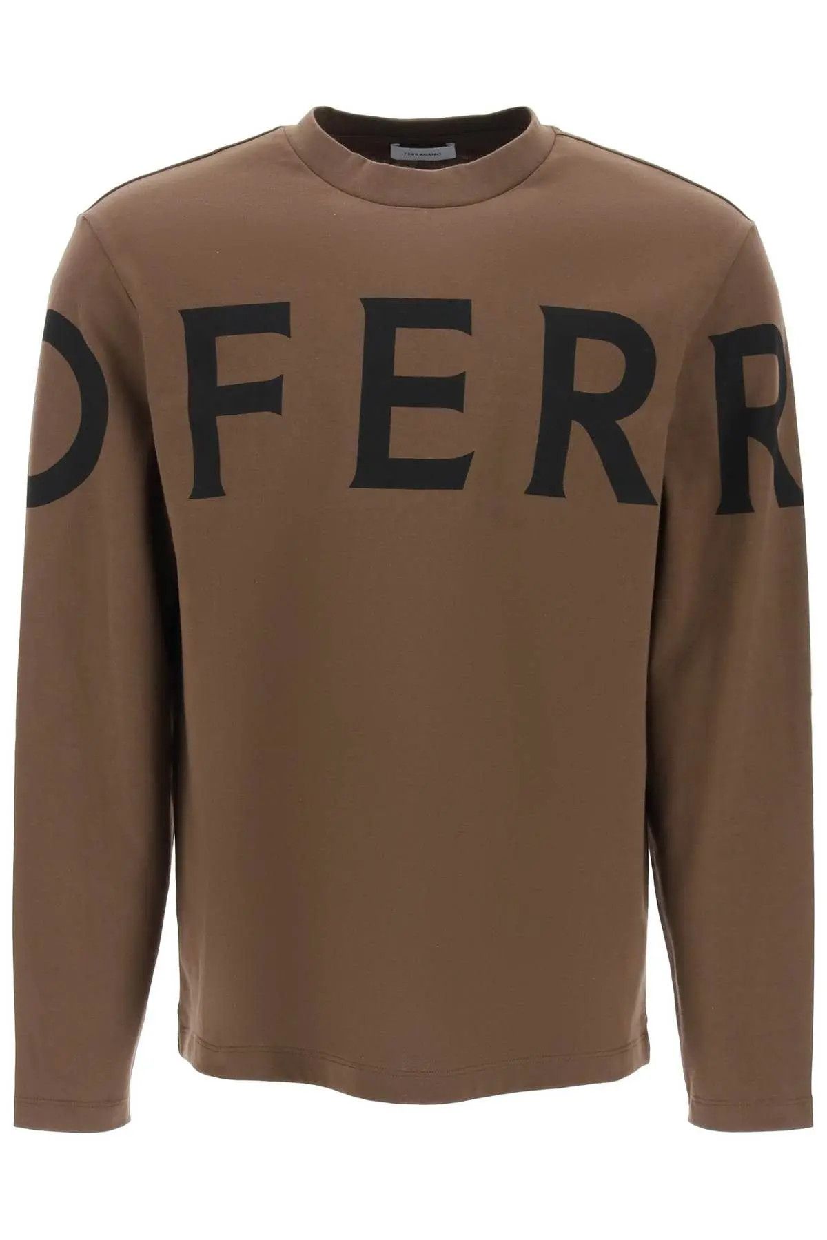 image of Salvatore Ferragamo O1S22I1N0224 Oversized Logo T-Shirt In Brown, Men's (Size Medium)