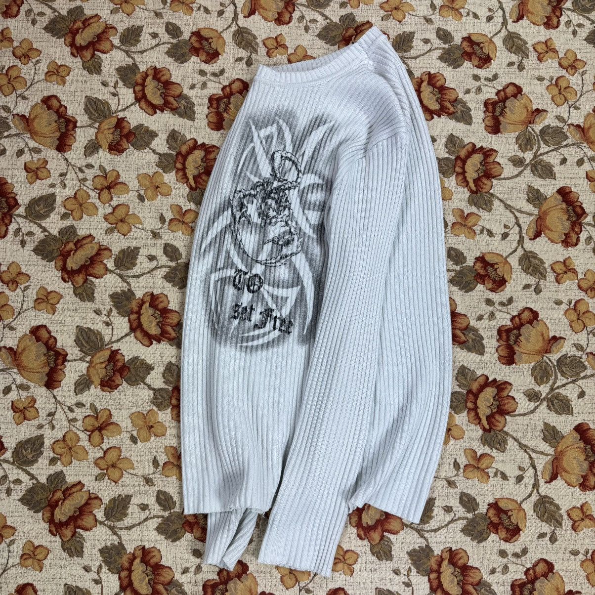 Japanese Brand Japanese Scorpion print 3D Knit White y2k tribal swag drip Size US L / EU 52-54 / 3 - 12 Thumbnail