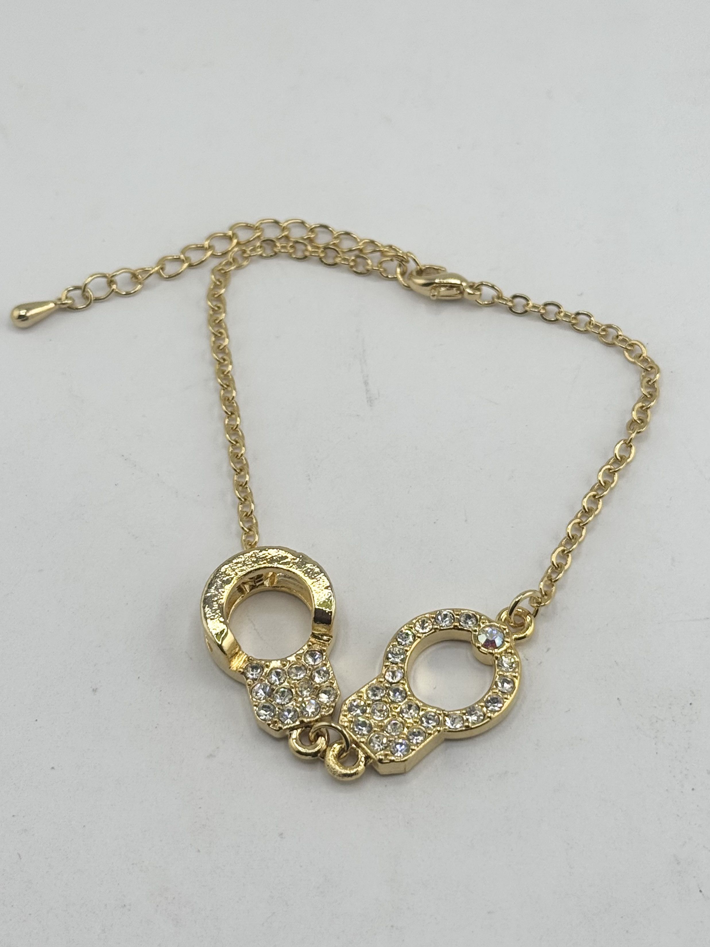 Vintage Rhinestone handcuff gold tone anklet Size ONE SIZE - 1 Thumbnail