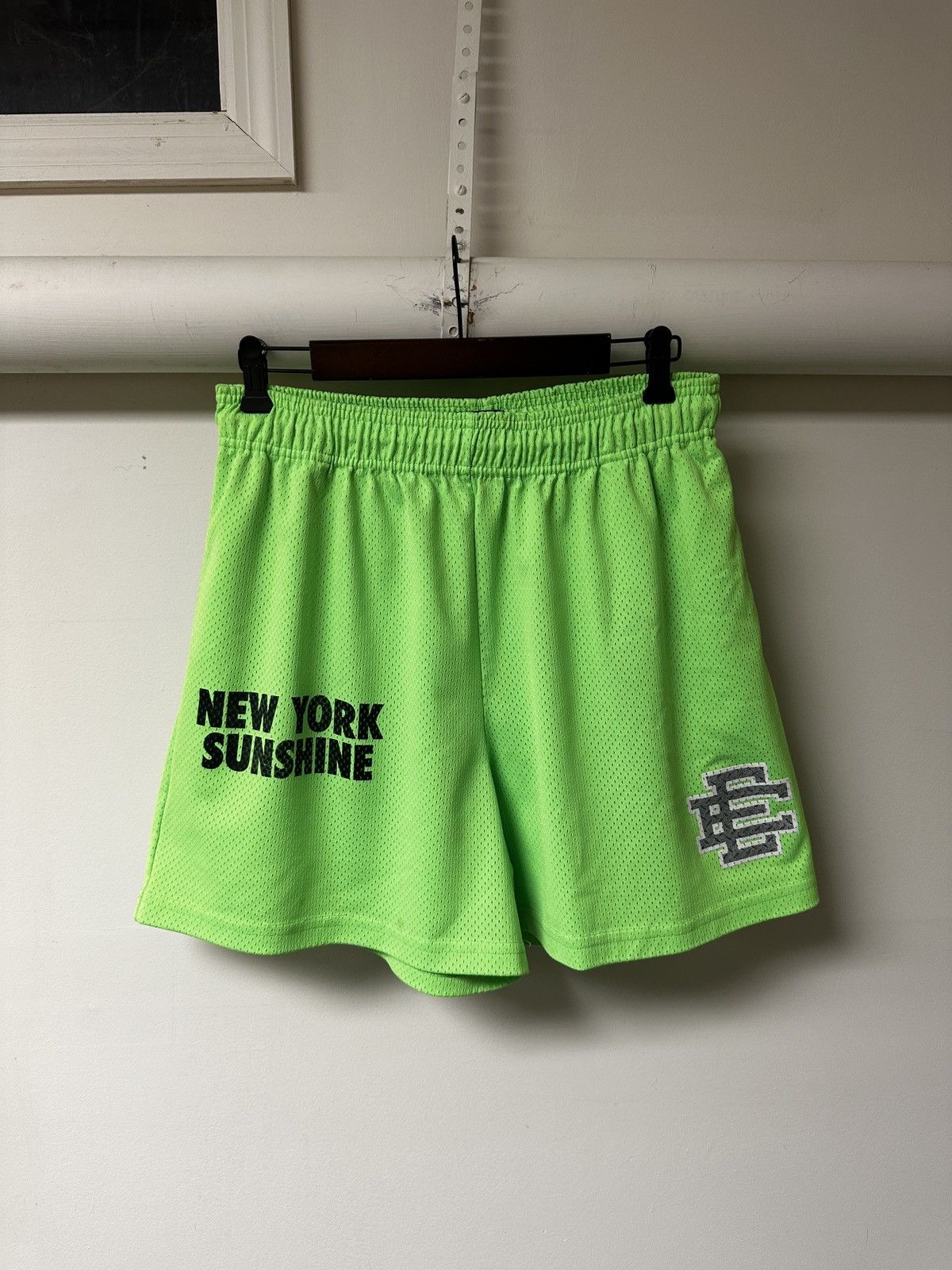 image of Eric Emanuel x New York Sunshine Lime Mesh Shorts in Green, Men's (Size 38)
