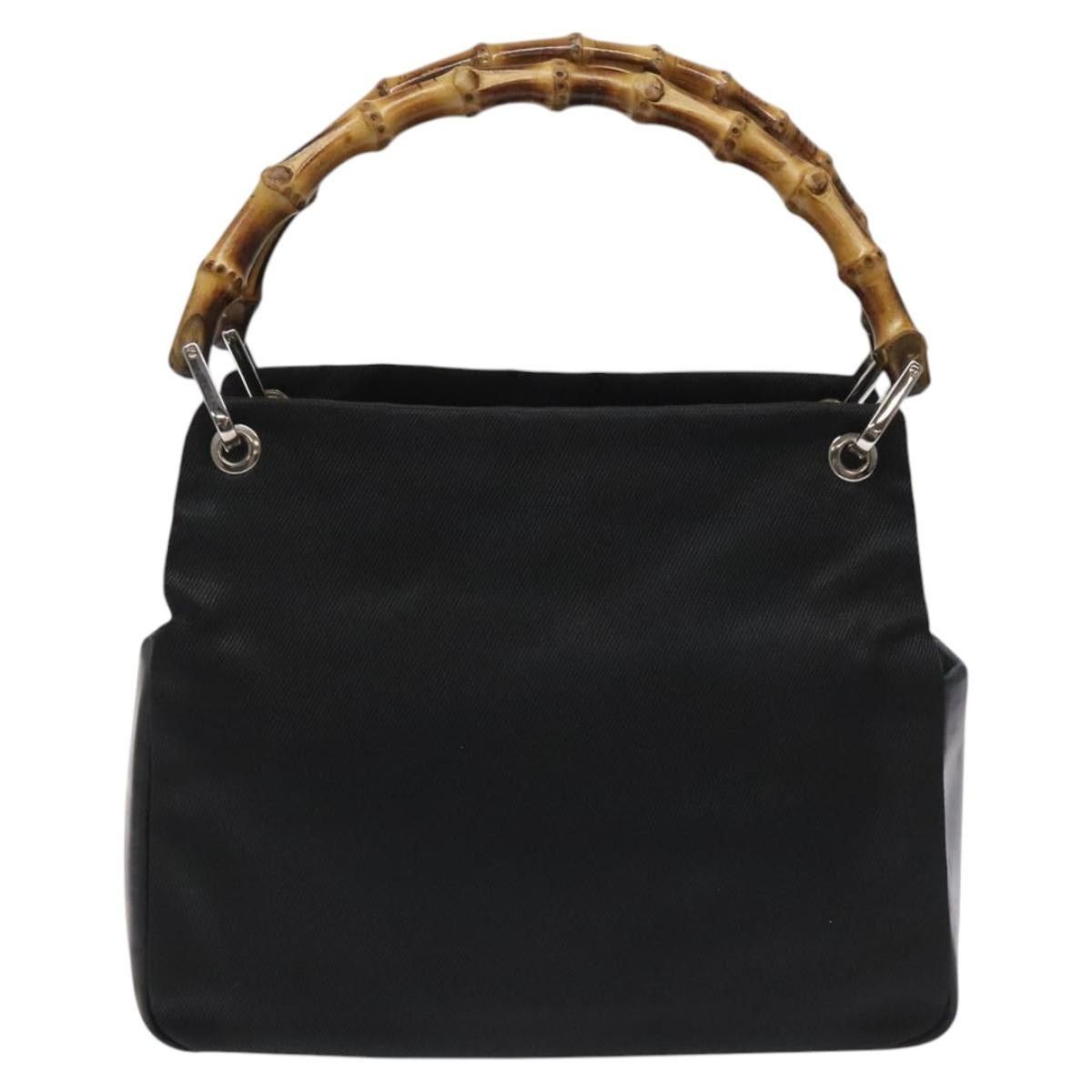 GUCCI Bamboo Hand Bag Nylon Black Silver 000 2865 000 2865