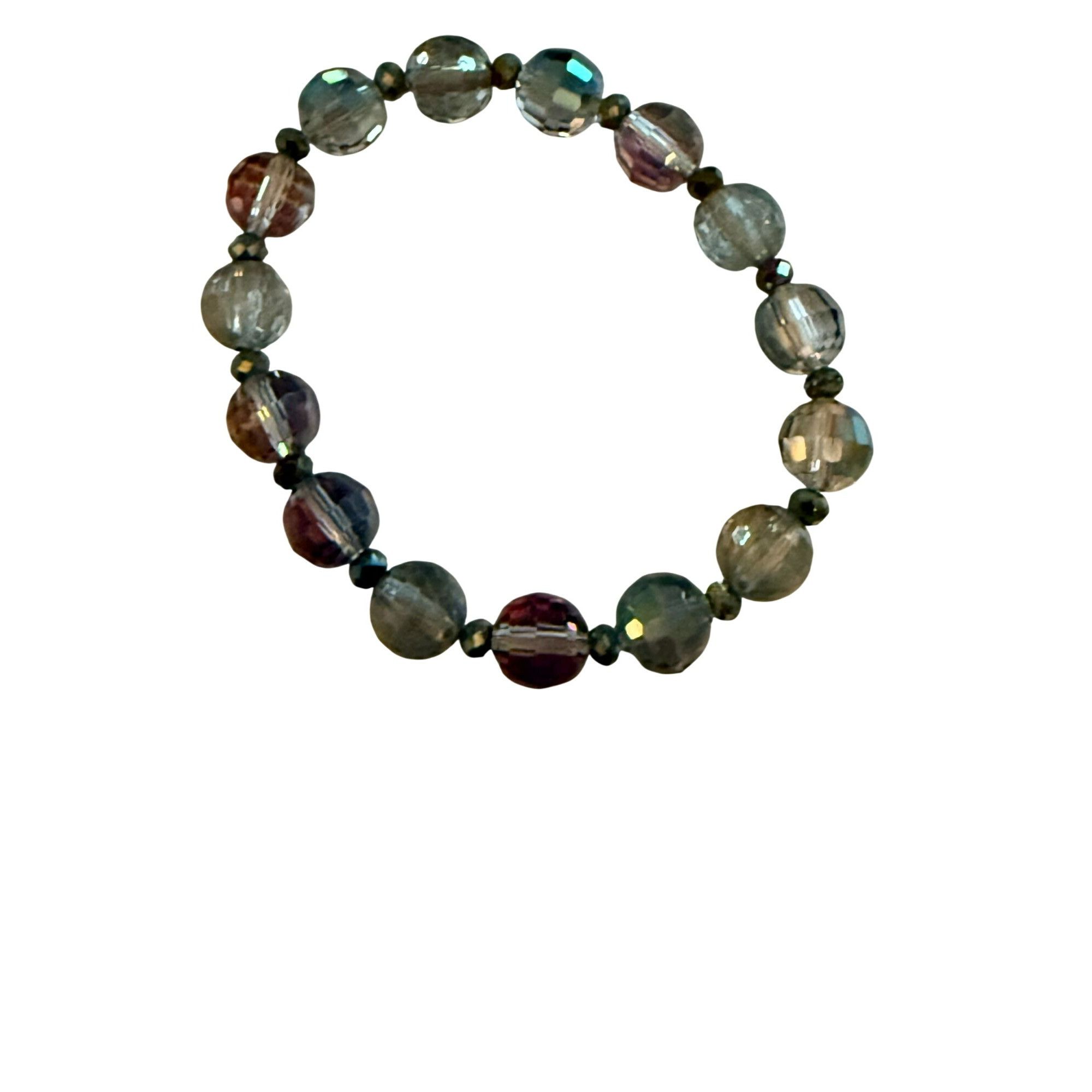 Other Multicolor Faceted Bead Stretch Bracelet Green Clear Pink Size ONE SIZE - 1 Thumbnail