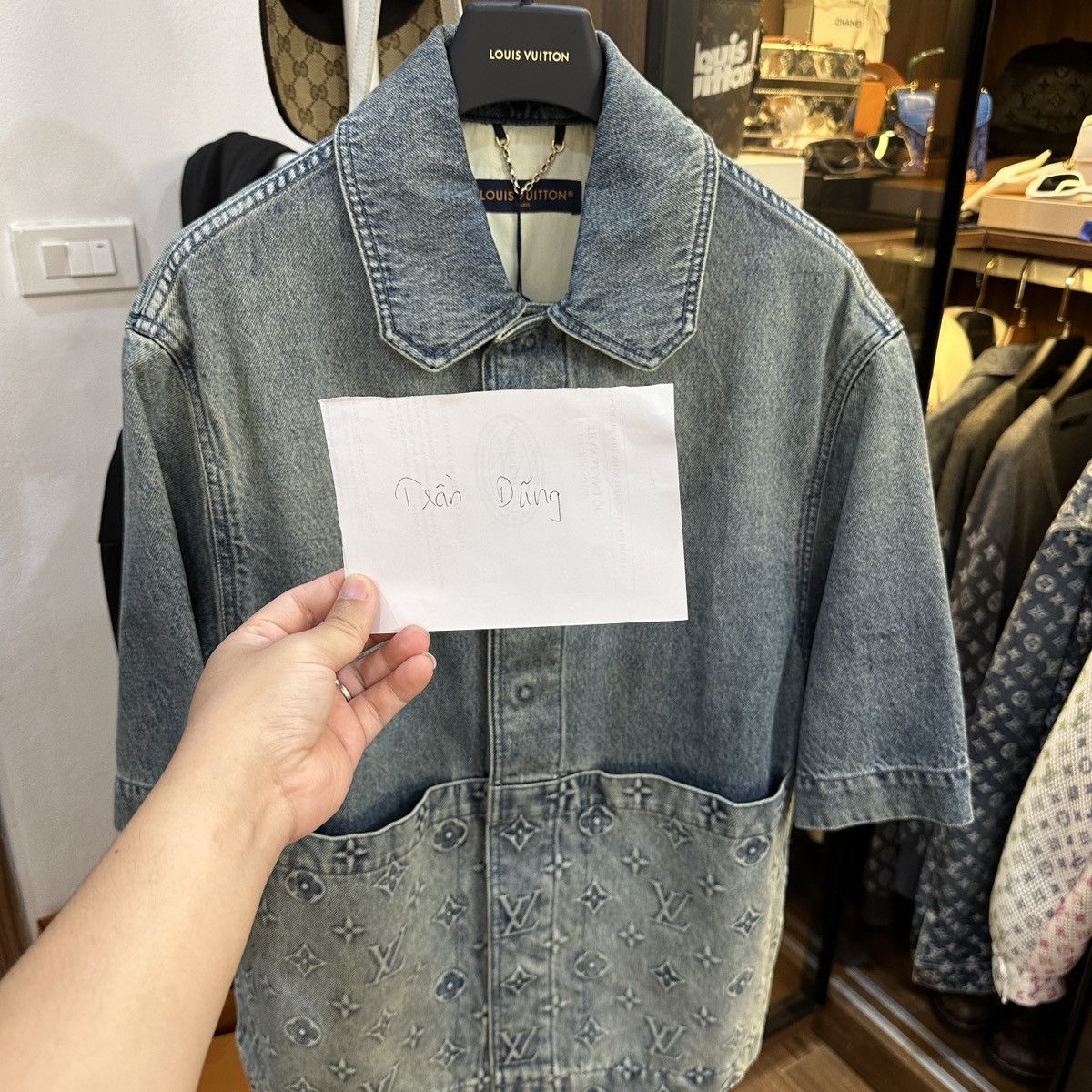 image of Louis Vuitton Denim Shirt in Blue, Men's (Size XS)