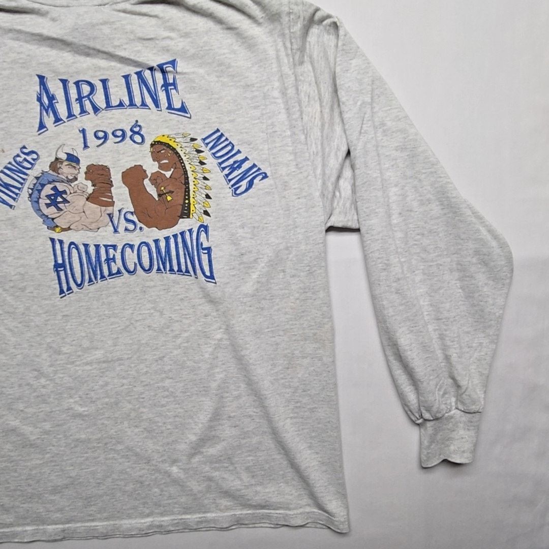 Vintage Vintage Airline Homecoming Vikings Indians Gray Graphic Tee Size US M / EU 48-50 / 2 - 5 Thumbnail