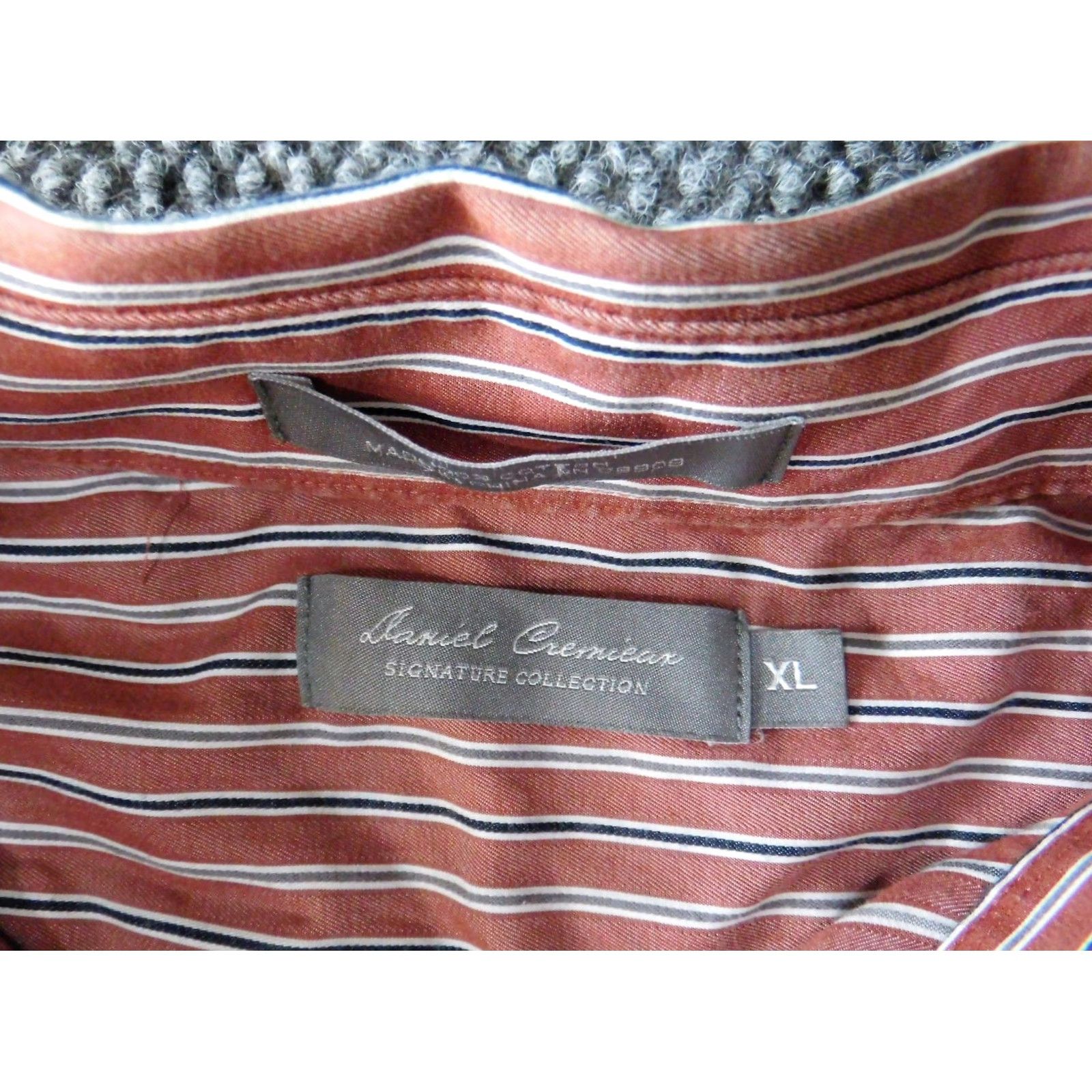 Cremieux Daniel Cremieux Shirt Button-Up XL Red Striped Knit Cotton Regular Mens Size US XL / EU 56 / 4 - 6 Thumbnail