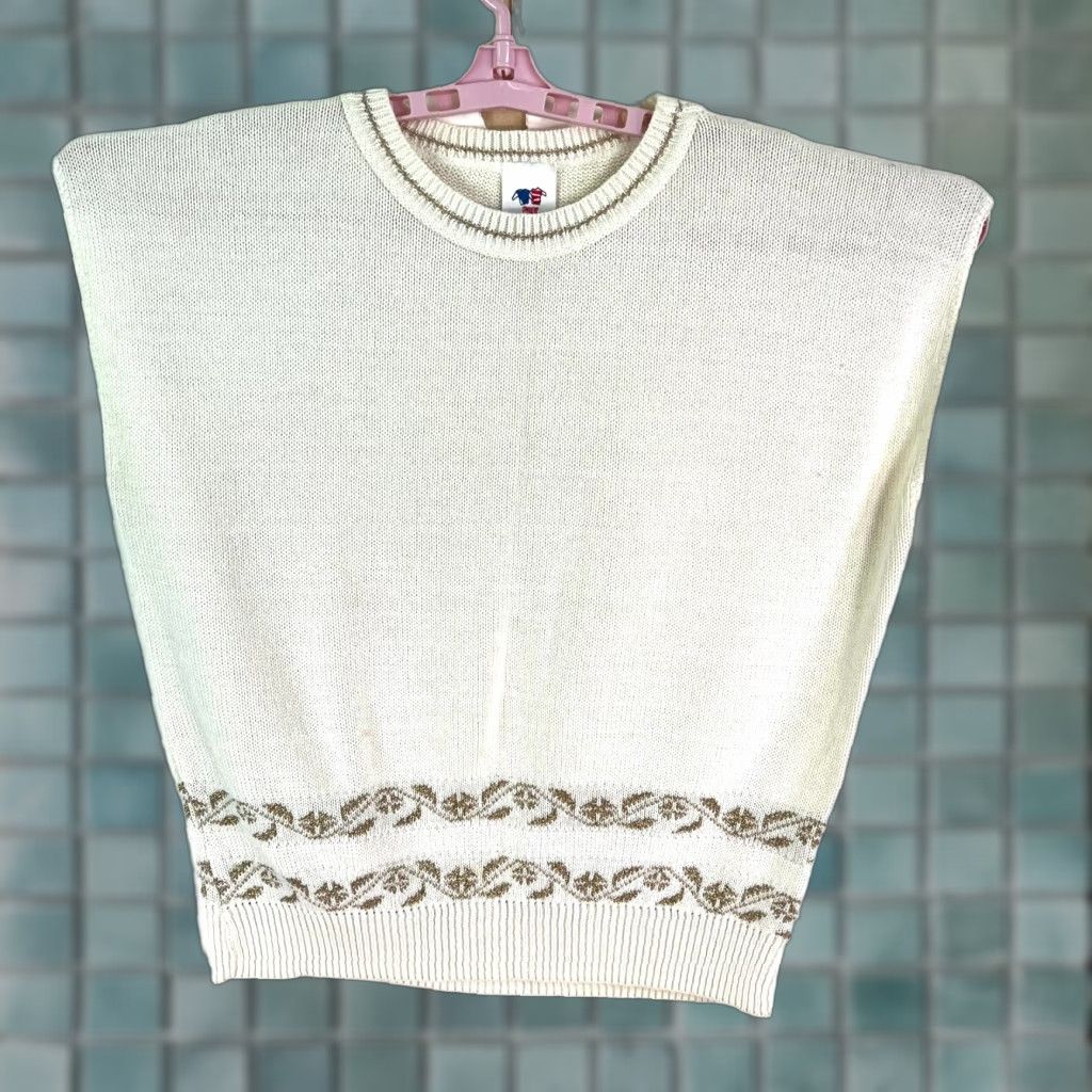Vintage VINTAGE Sweater Bazar Metallic Argyle Crew Neck Sweater Vest Womens Size L Ivory USA Size L / US 10 / IT 46 - 1 Thumbnail