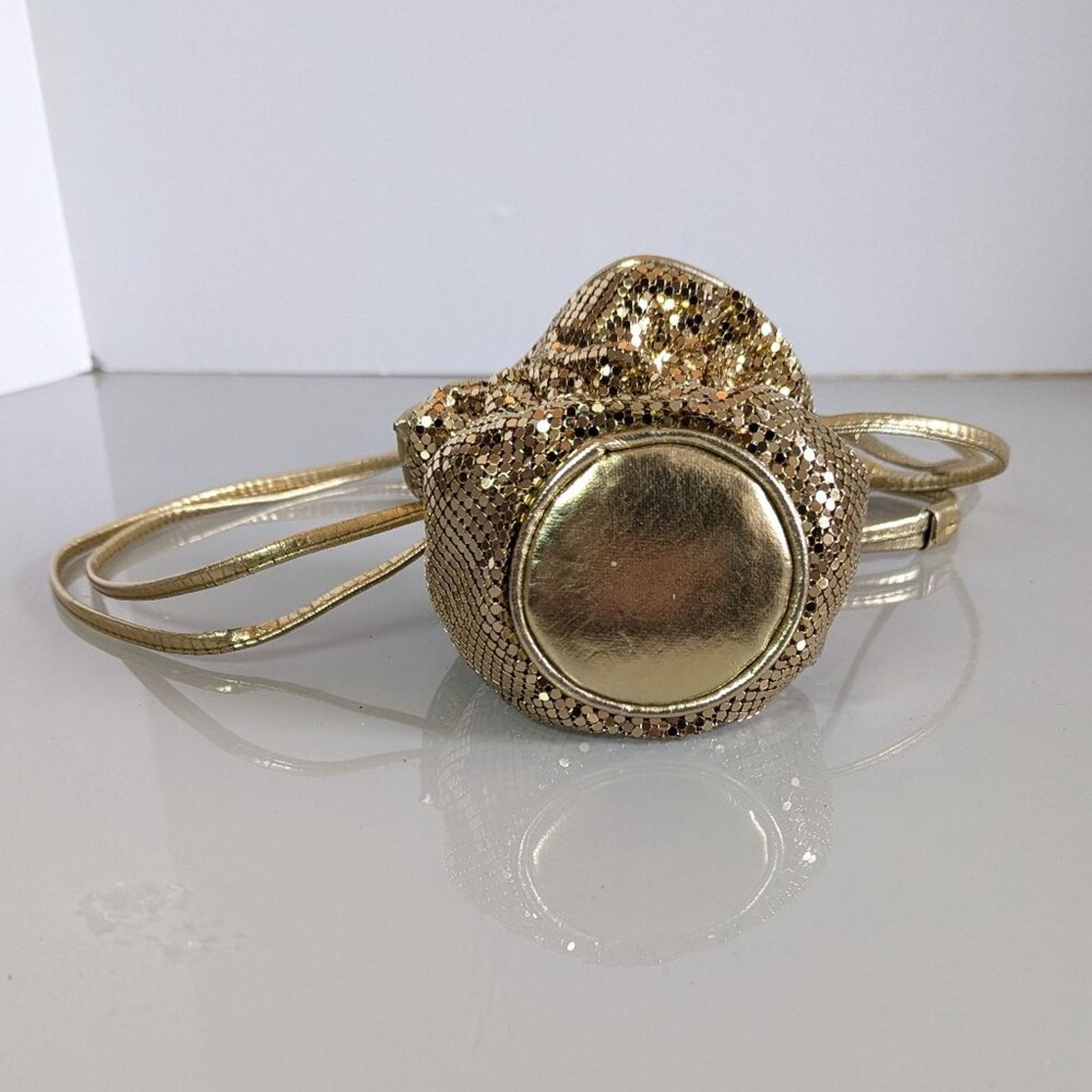 Vintage Whiting And Davis Vintage Gold Mini Drawstring Bucket Bag Size ONE SIZE - 4 Thumbnail