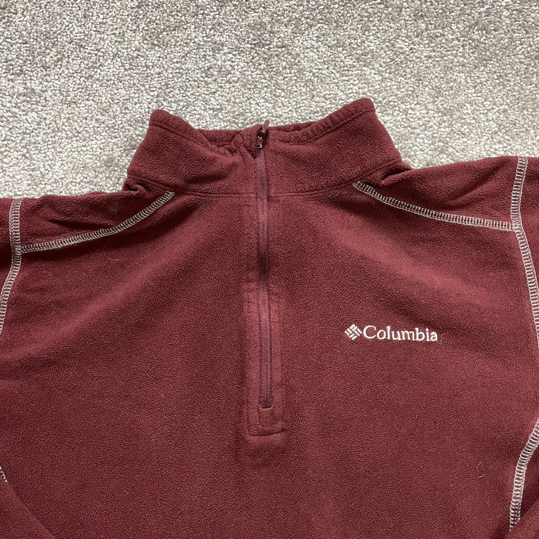 Vintage Columbia Sweatshirt Women Small Maroon Fleece 1/4 Zip High Neck Pullover Outdoor Size S / US 4 / IT 40 - 4 Thumbnail
