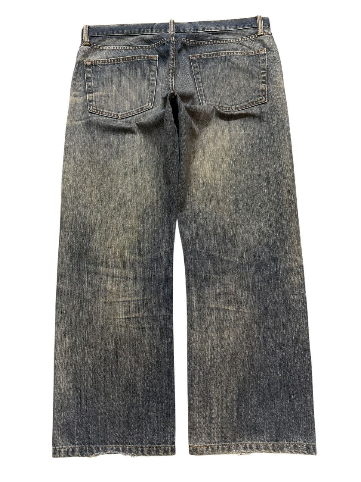Uniqlo Vintage Y2K Japanese Uniqlo Mud Wash Distress Wide Leg Baggy Size US 35 - 2 Thumbnail