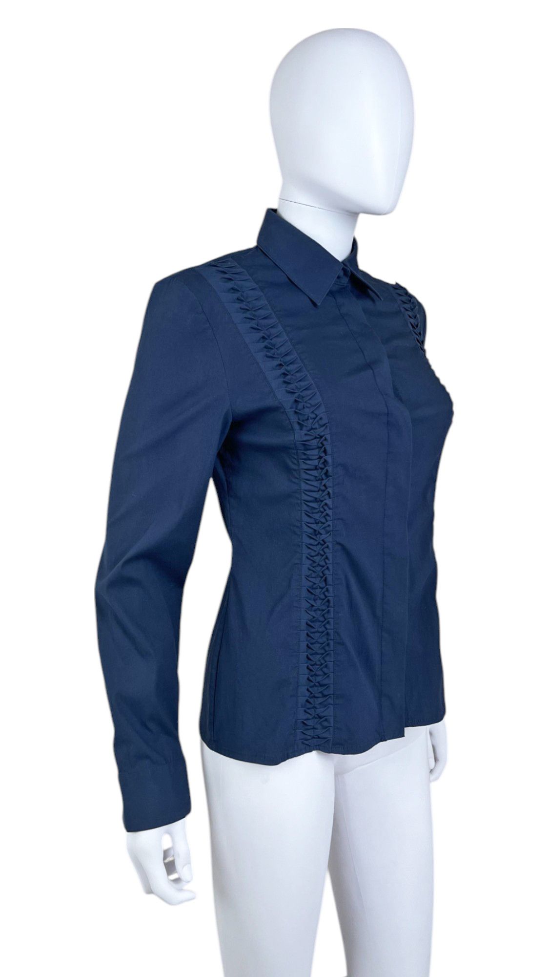 Versace by Donatella Blue Ruffle Shirt Size M / US 6-8 / IT 42-44 - 2 Thumbnail