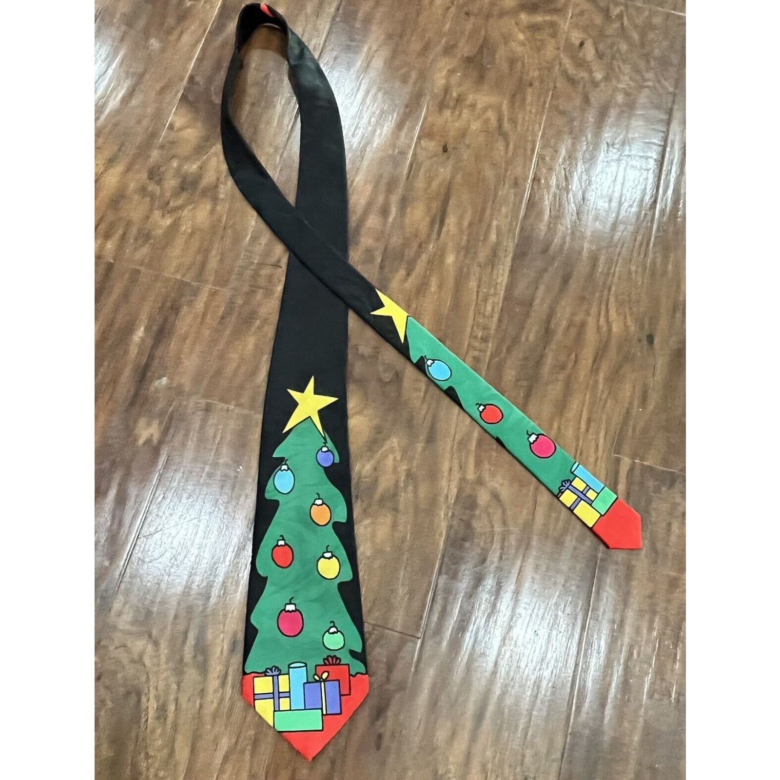 Other Vintage Christmas Necktie Black Christmas Tree big star Size ONE SIZE - 1 Thumbnail