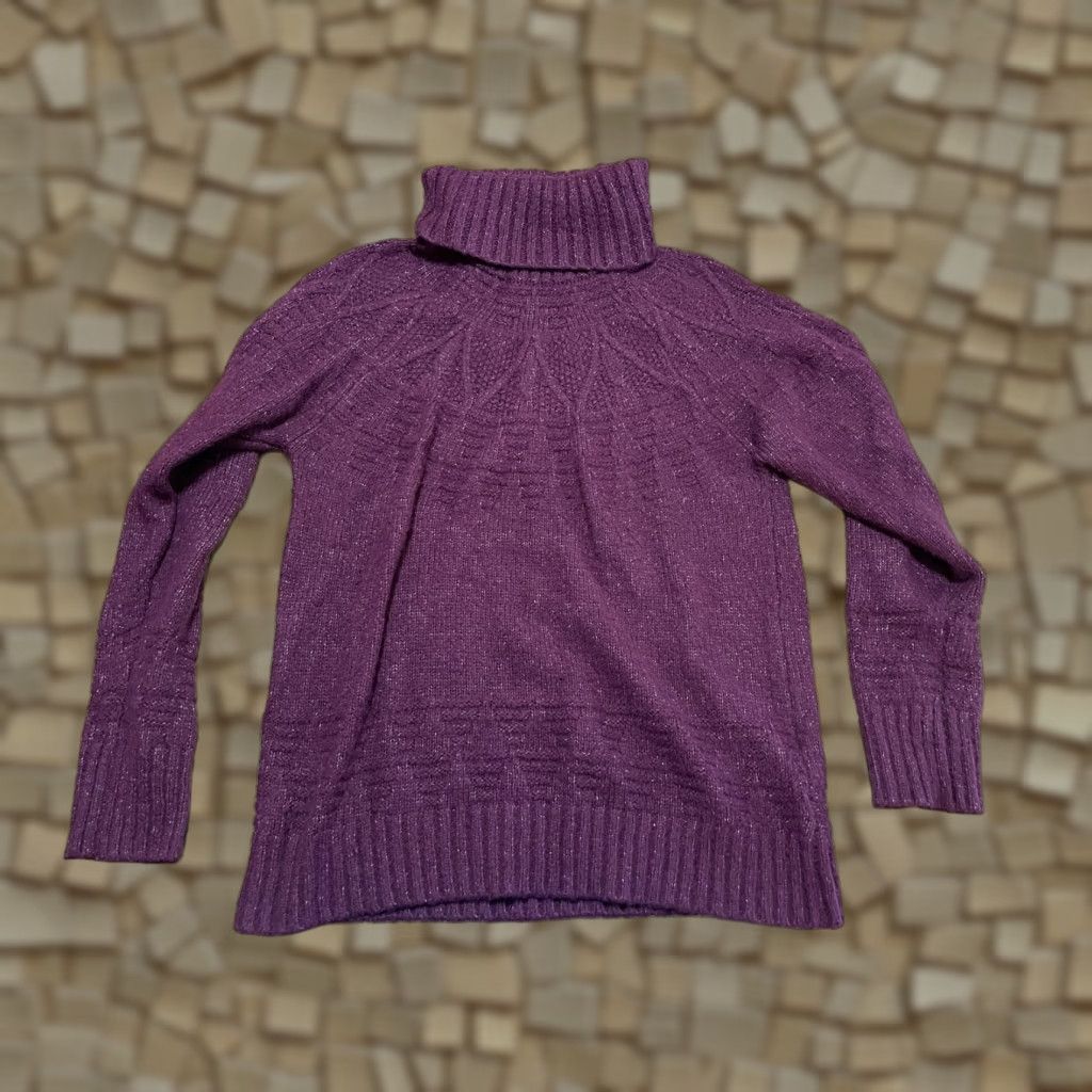 Vintage Maurices Sweater Women's Size Medium Purple Long Sleeve Turtleneck Pullover Knit Casual Fall Spring Summer Womens Regular Size M / US 6-8 / IT 42-44 - 1 Thumbnail