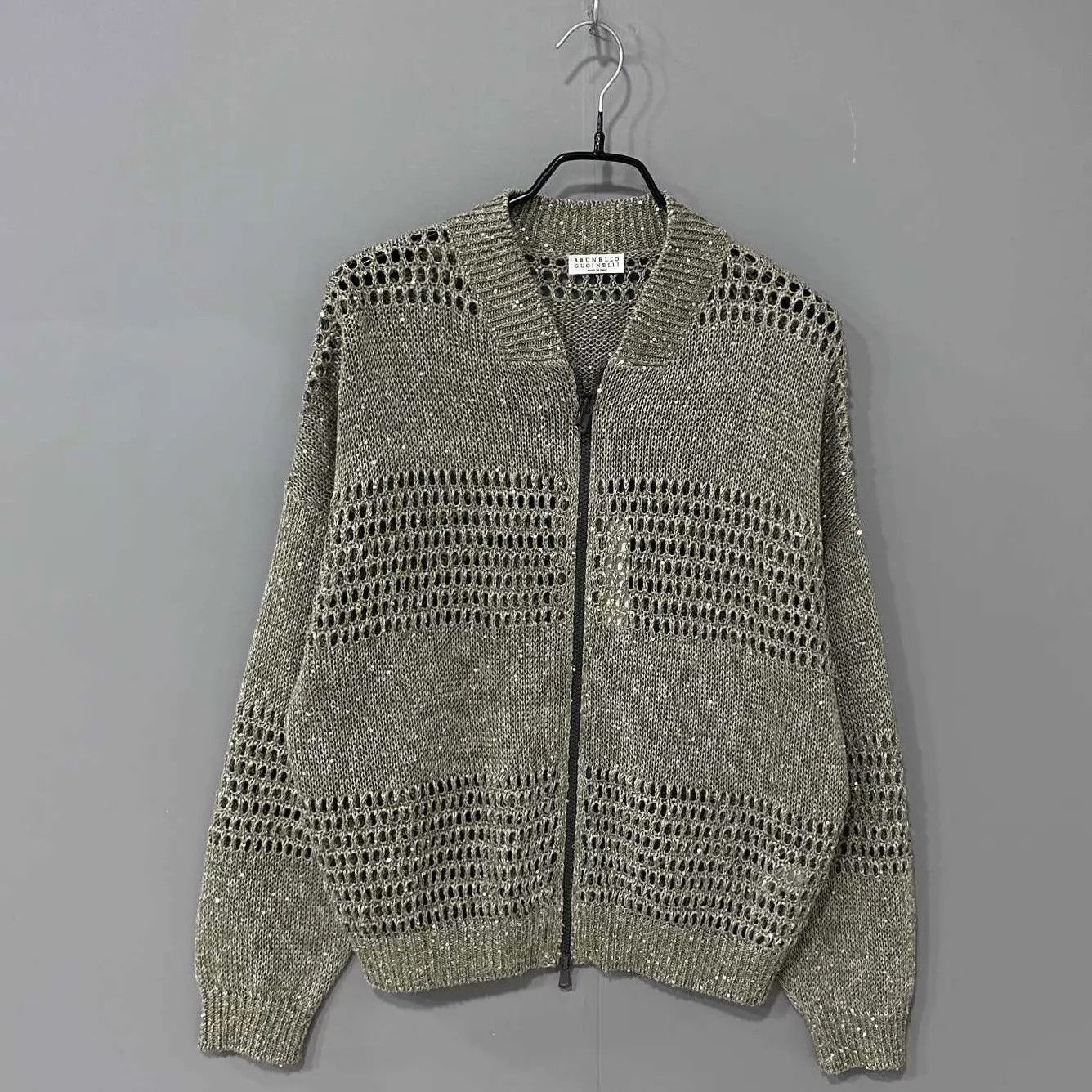 Brunello Cucinelli Brunello Cucinelli Heavyweight Linen Sequin Knit Jacket M Size M / US 6-8 / IT 42-44 - 1 Thumbnail