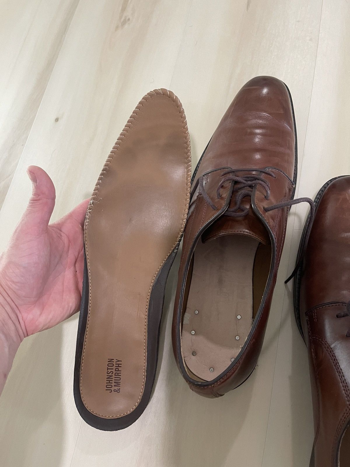 Johnston & Murphy Johnston & Murphy Meade Plain Toe Men Dress Shoe Sz 13M Tan Size US 13 / EU 46 - 9 Thumbnail
