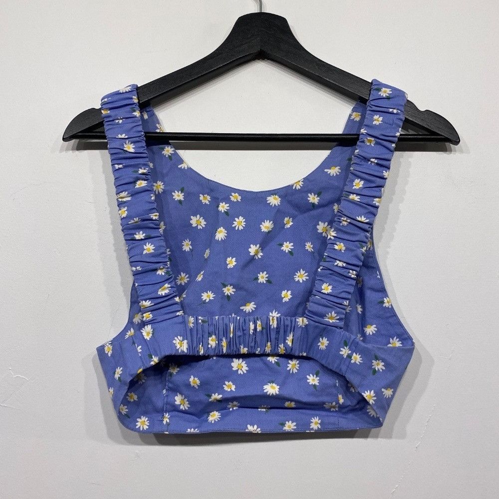 Zara Zara Periwinkle Blue Daisy Coquette Crop Tank Top Size Small Size S / US 4 / IT 40 - 3 Thumbnail
