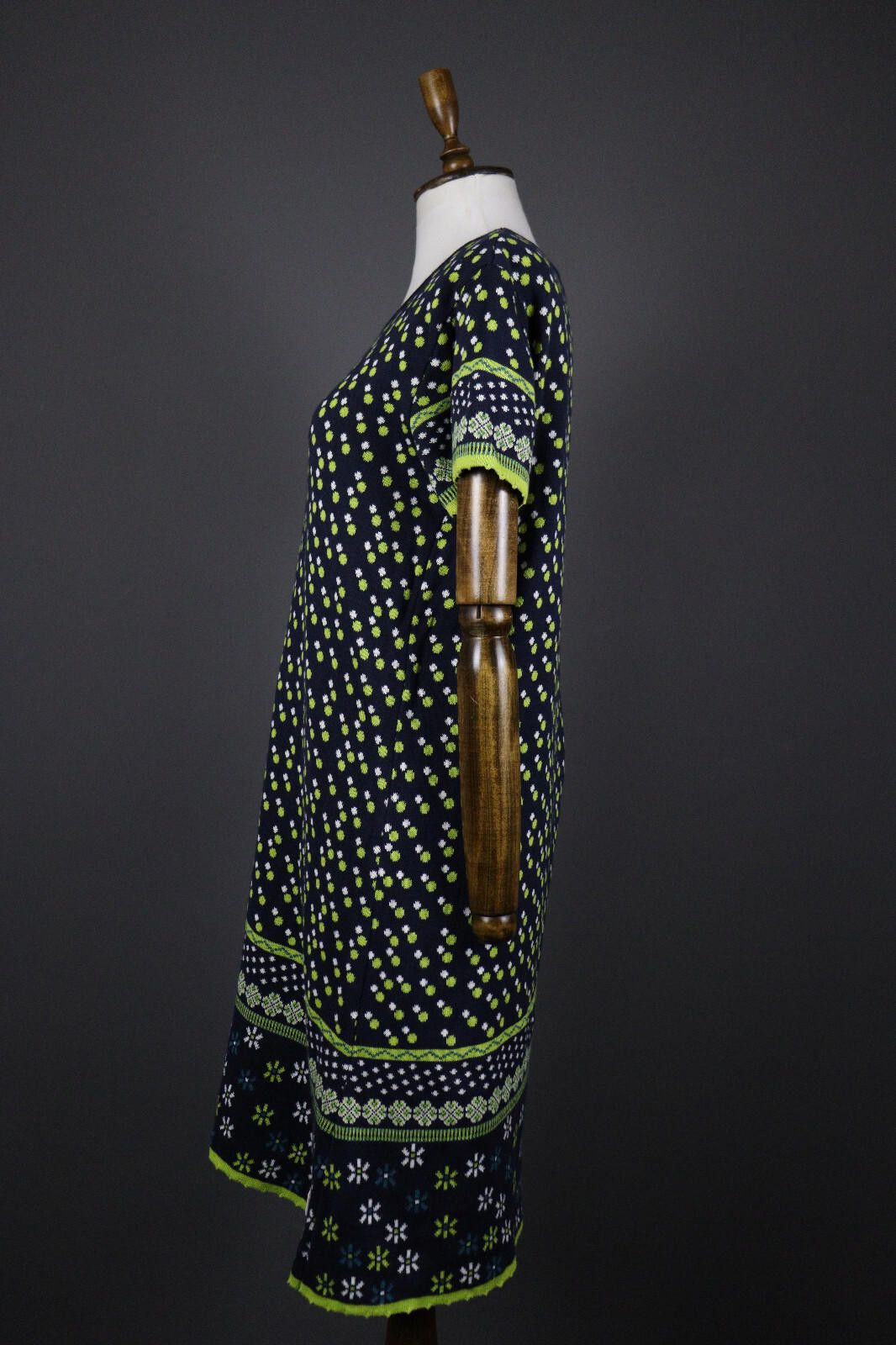 Designer Deerberg by Oska Colorful Green Floral Knit Dress Size L Size L / US 10 / IT 46 - 4 Thumbnail