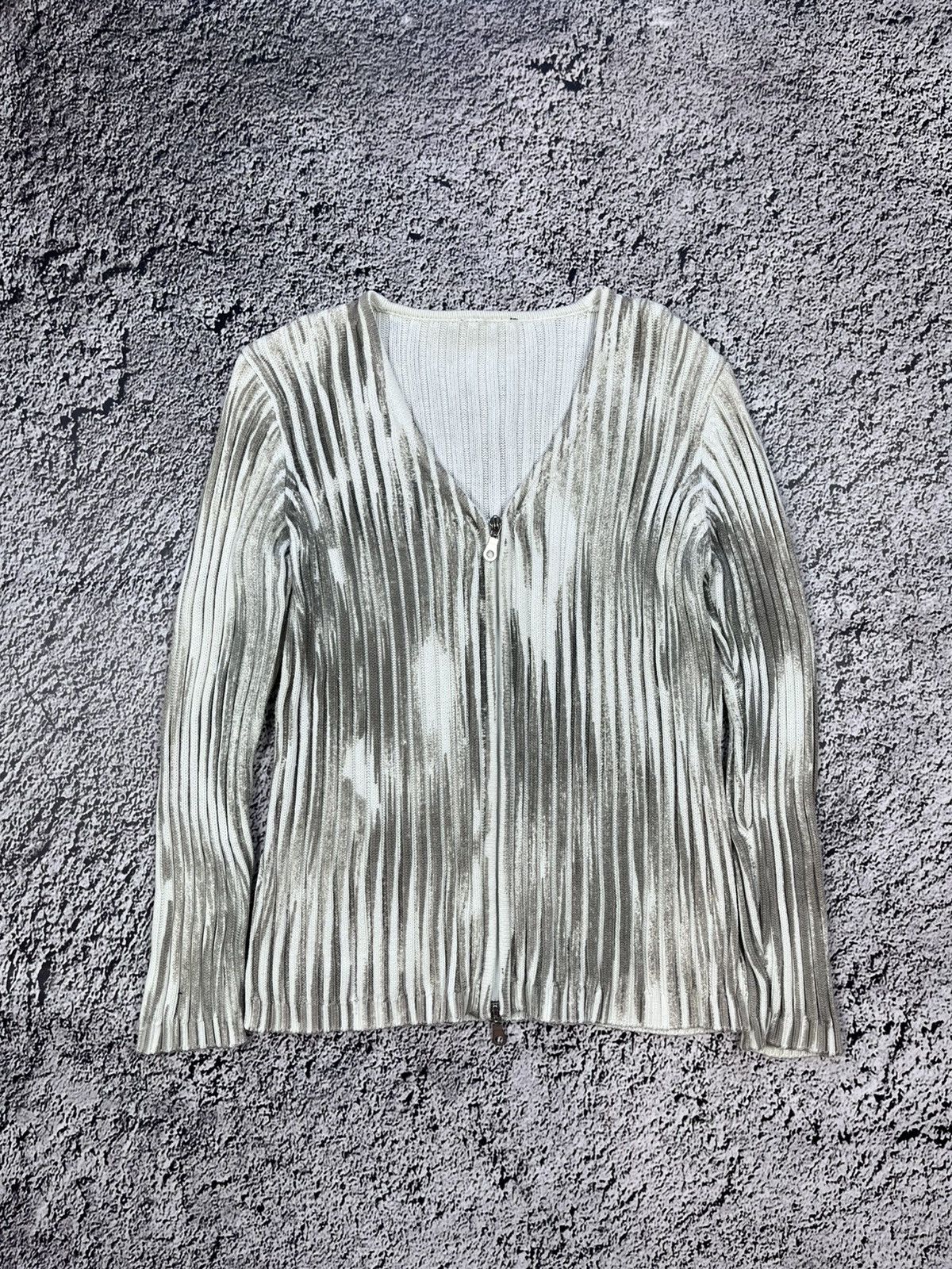 Japanese Brand Vintage Y2K zip up ribbed sweater avantgarde oldmoney M Size M / US 6-8 / IT 42-44 - 1 Thumbnail