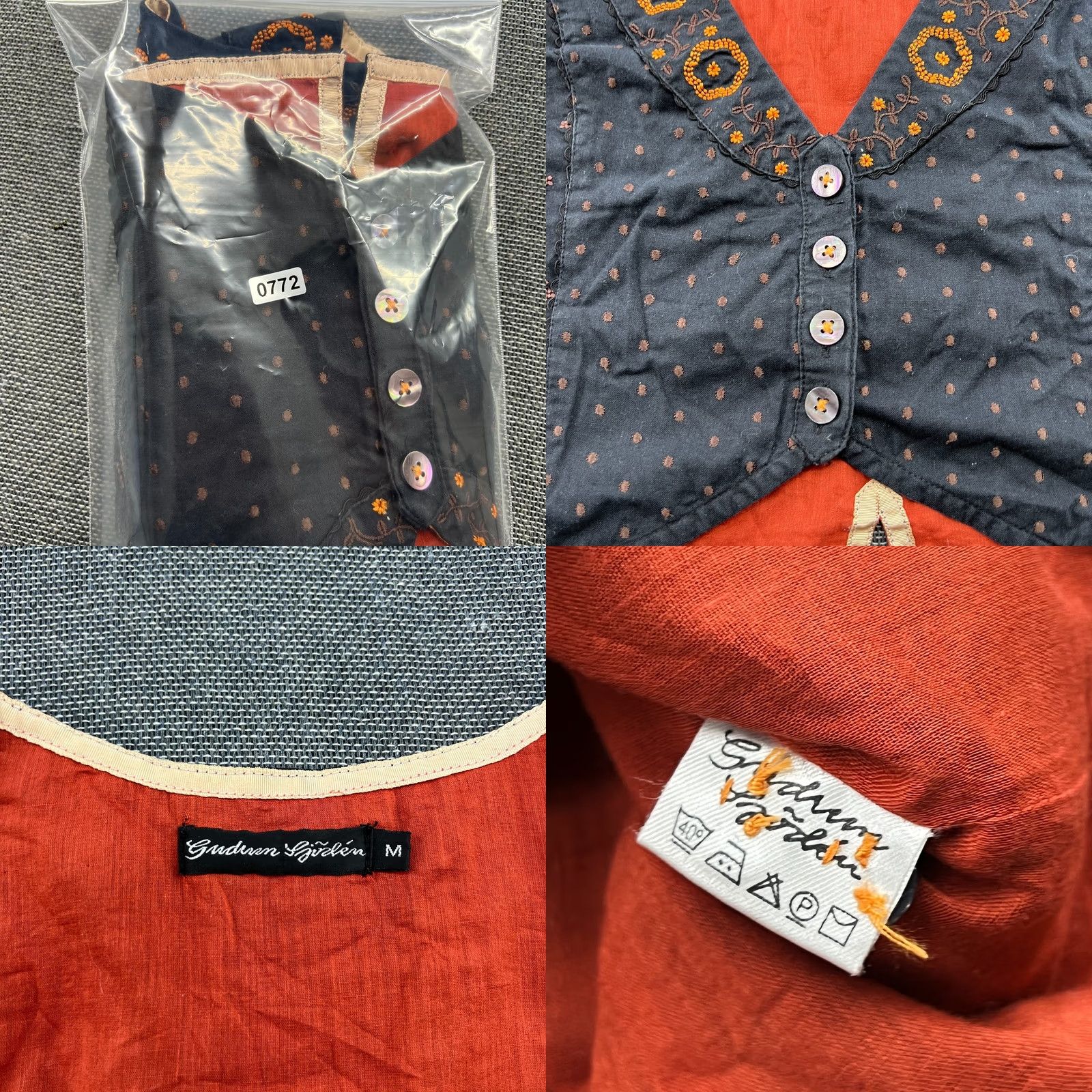 Vintage VINTAGE Gudrun Sjoden Womens Vest Medium Embroidered Cotton Gilet Buttons Cardigan Size M / US 6-8 / IT 42-44 - 8 Thumbnail