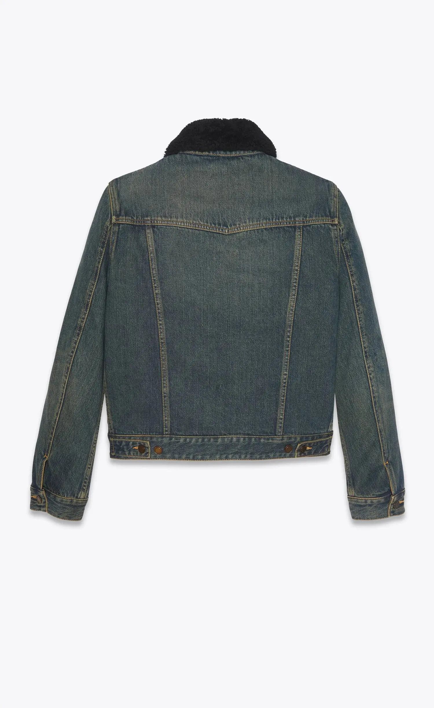 Saint Laurent Paris o1s1wg111224 Jacket With Shearling in Dark Dirty in Blue Size US XL / EU 56 / 4 - 2 Thumbnail