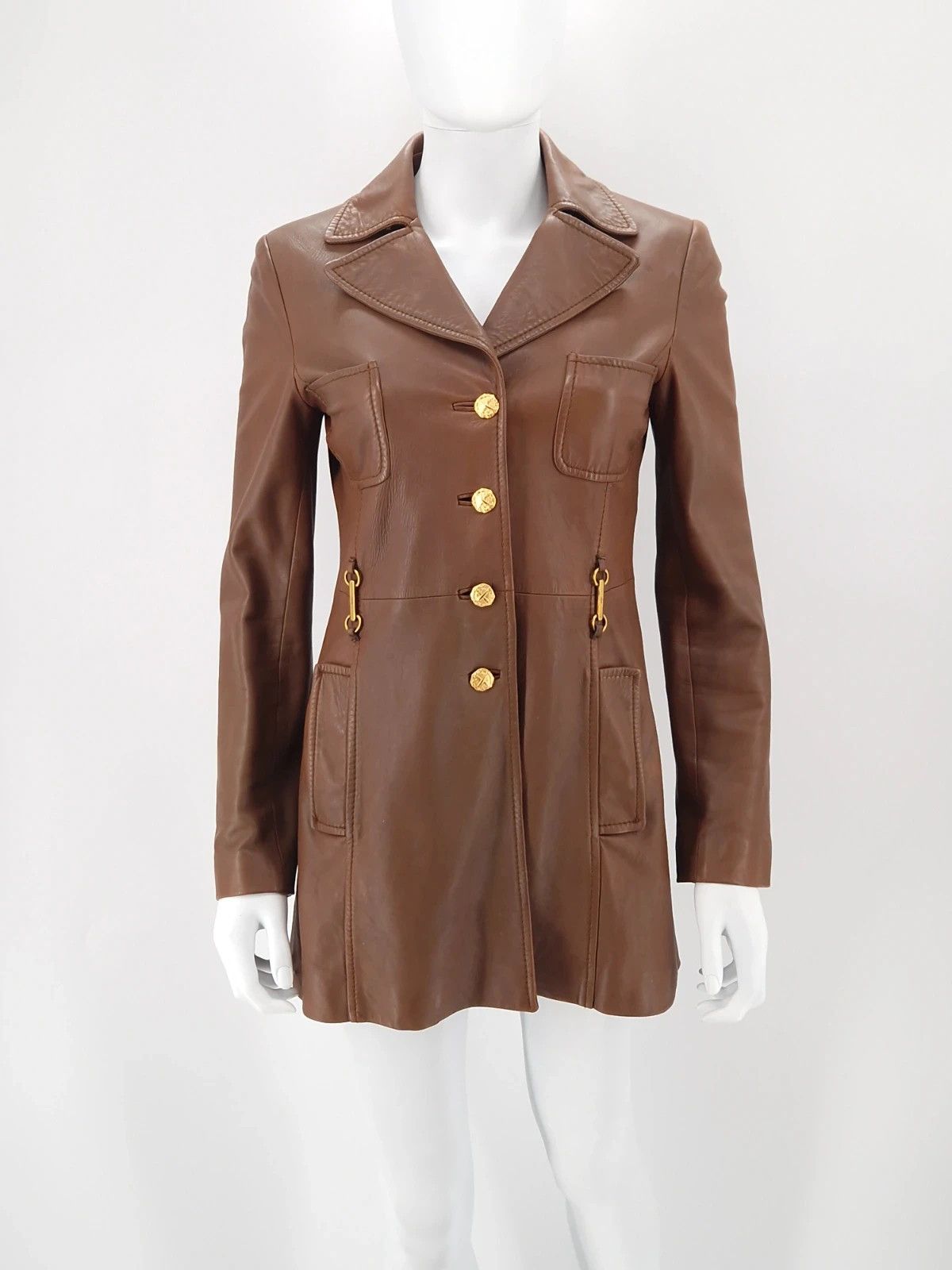 Gucci Gucci by Tom Ford Archival Brown Leather Coat Size S / US 4 / IT 40 - 4 Thumbnail