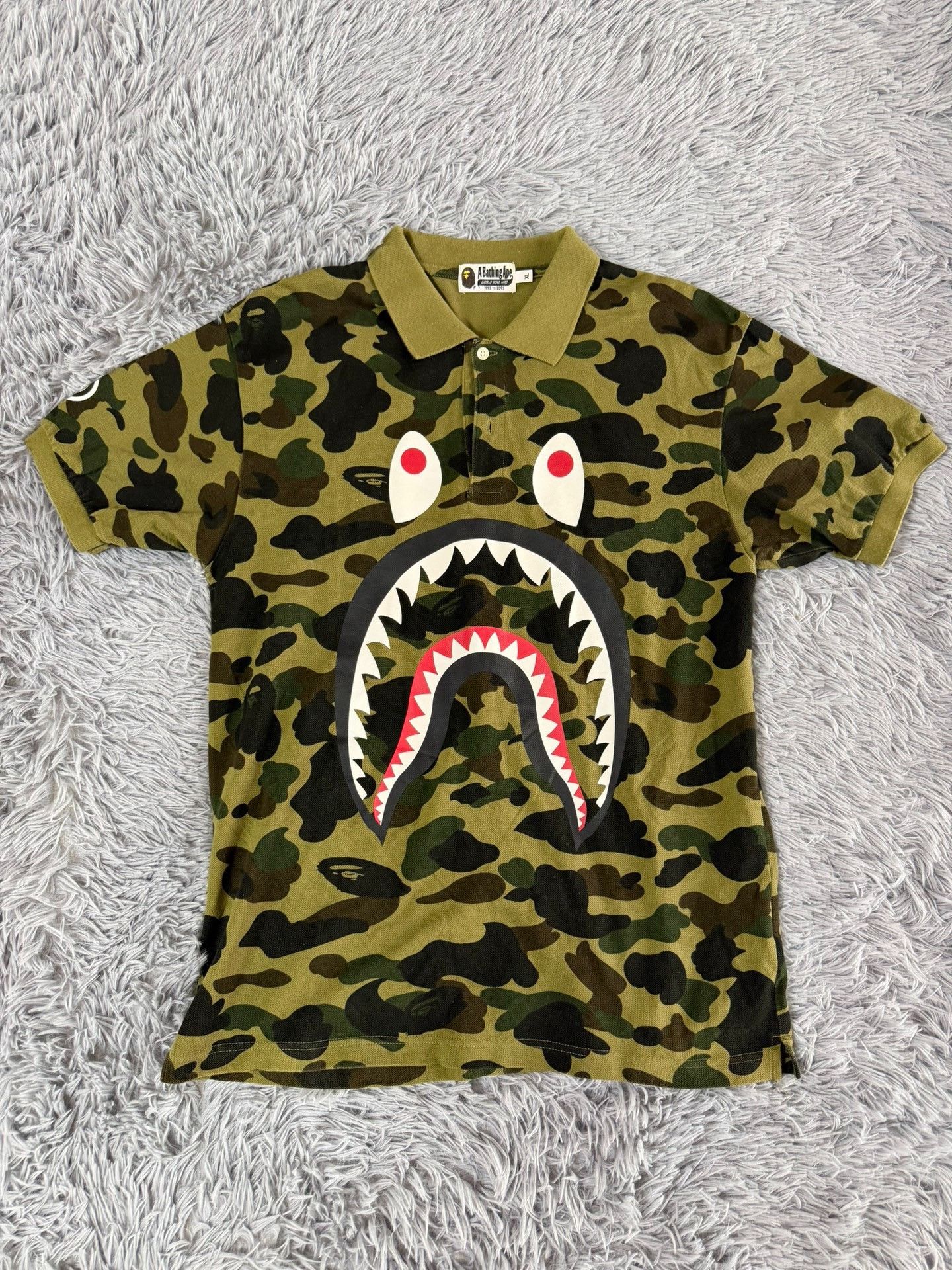 Bape Bape Mix Camo Relaxed Side Shark Polo | Grailed