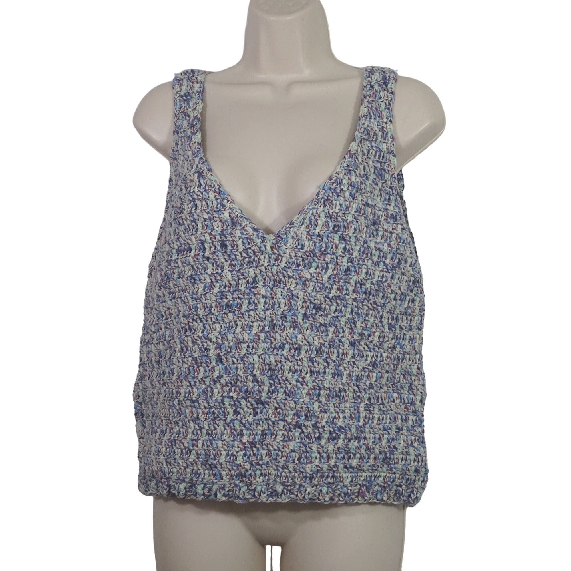 Other Knitted MultiColor Sleeveless V-Neck Cropped Tank Top Size L Size L / US 10 / IT 46 - 2 Thumbnail