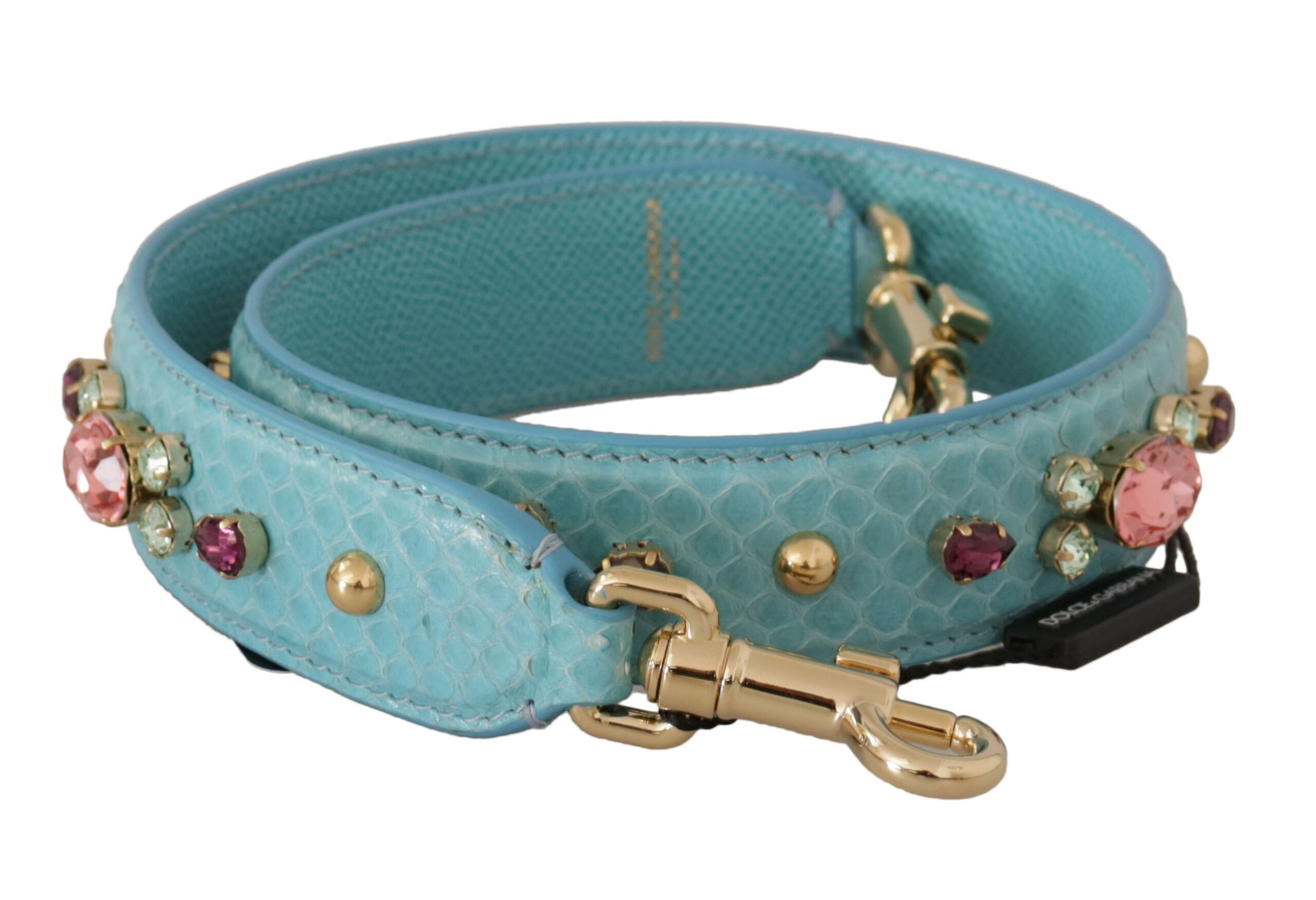 Dolce & Gabbana Elegant Blue Leather Bag Strap with Gold Women's Accents Size ONE SIZE - 1 Thumbnail