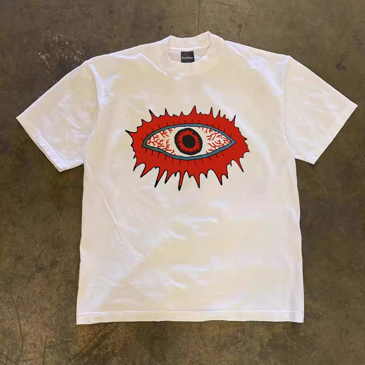 Vintage White Washed Vintage T-Shirt with Eye Print Size US M / EU 48-50 / 2 - 1 Thumbnail