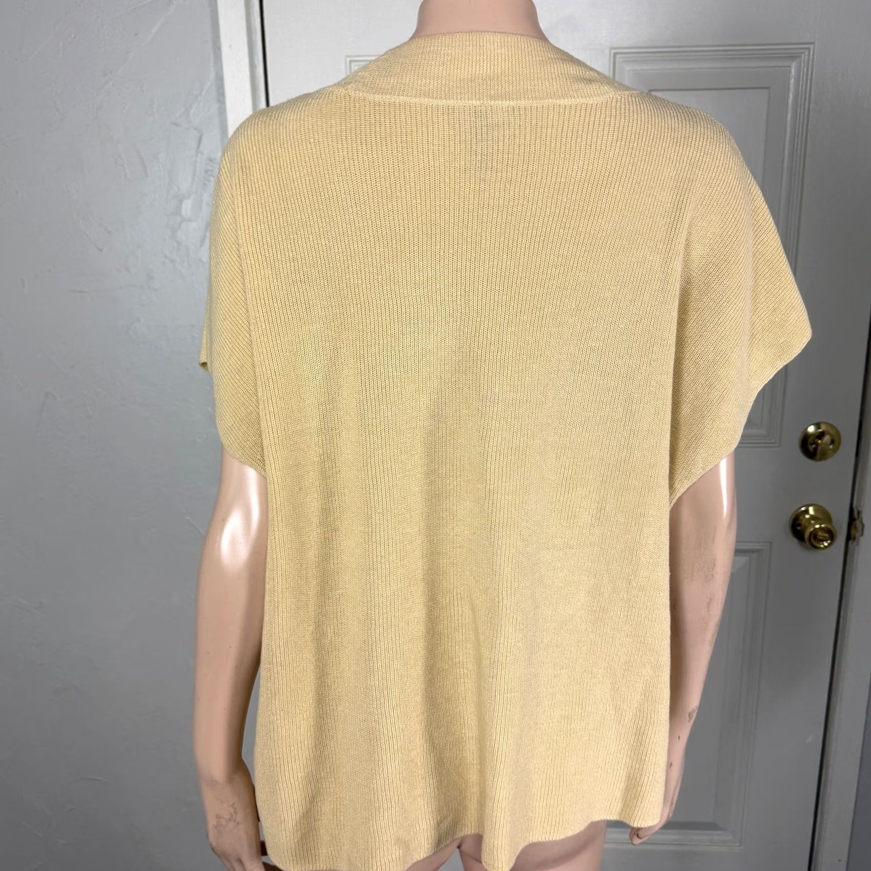 Eileen Fisher Eileen Fisher Sweater Women 1X Pullover Knit Short Sleeve Mock Neck Cap Sleeve Linen Cotton Solid Yellow Vintage: No Size XL / US 12-14 / IT 48-50 - 3 Thumbnail