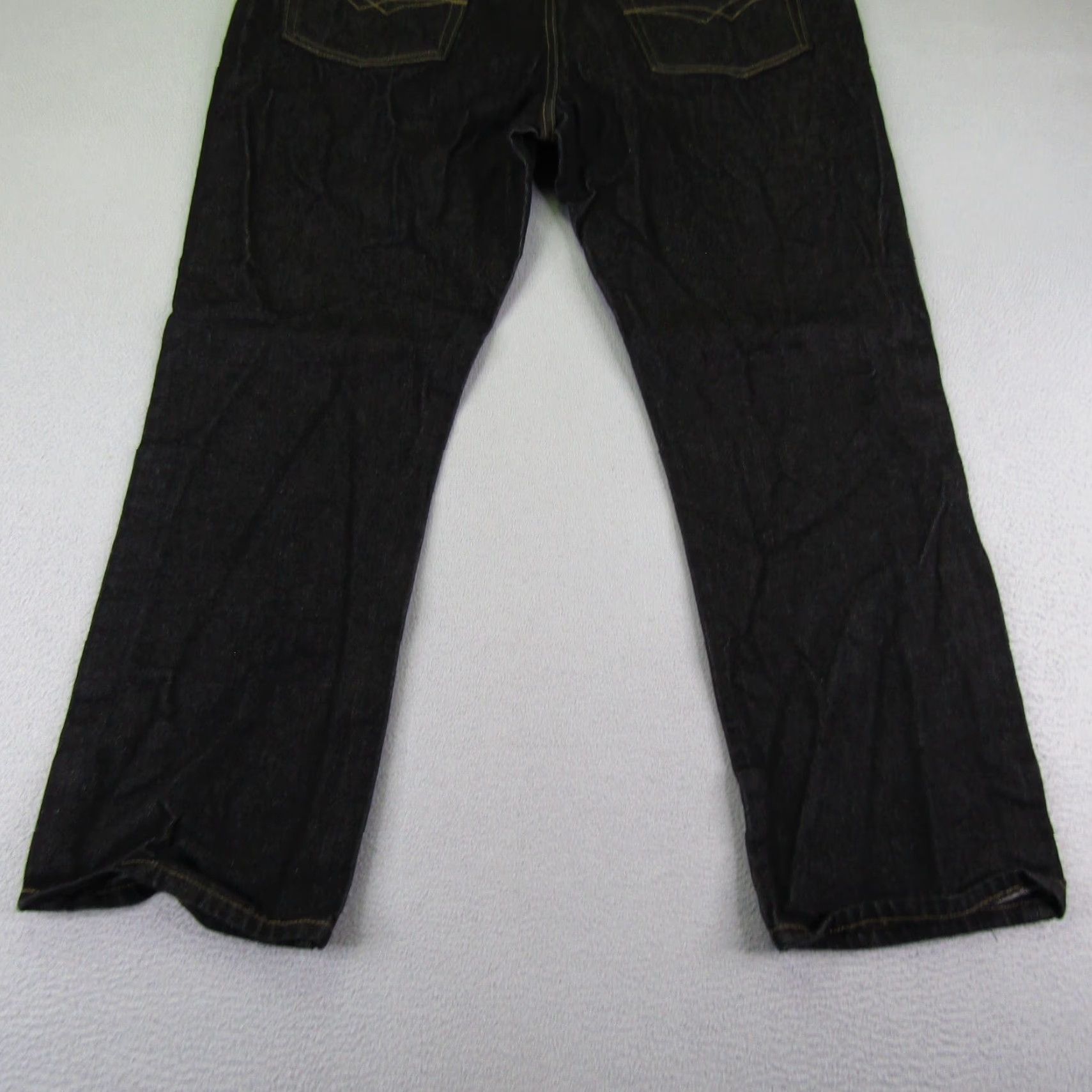 Denime Kno Betta Jeans Mens 40x30 Blue Denim Dark Rinse Wash Belted Straight Leg Pants Size US 38 / EU 54 - 6 Thumbnail