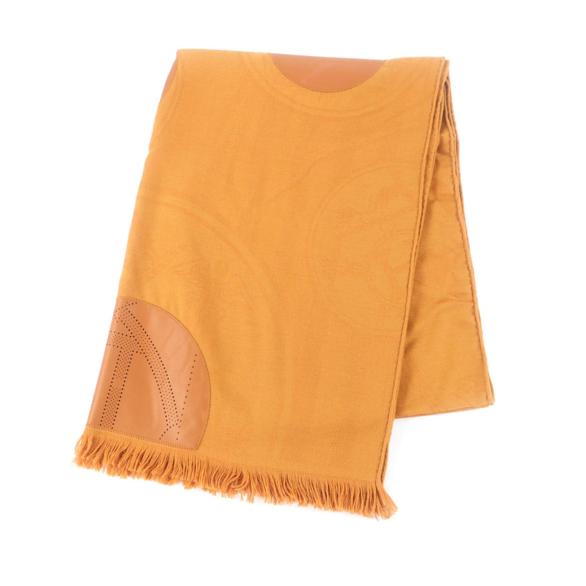 Hermes HERMES New Libris Cashmere Silk Blend Lambskin Fringe Large Stole/Scarf Brown Made in Germany Authentic Women's Size ONE SIZE - 1 Thumbnail