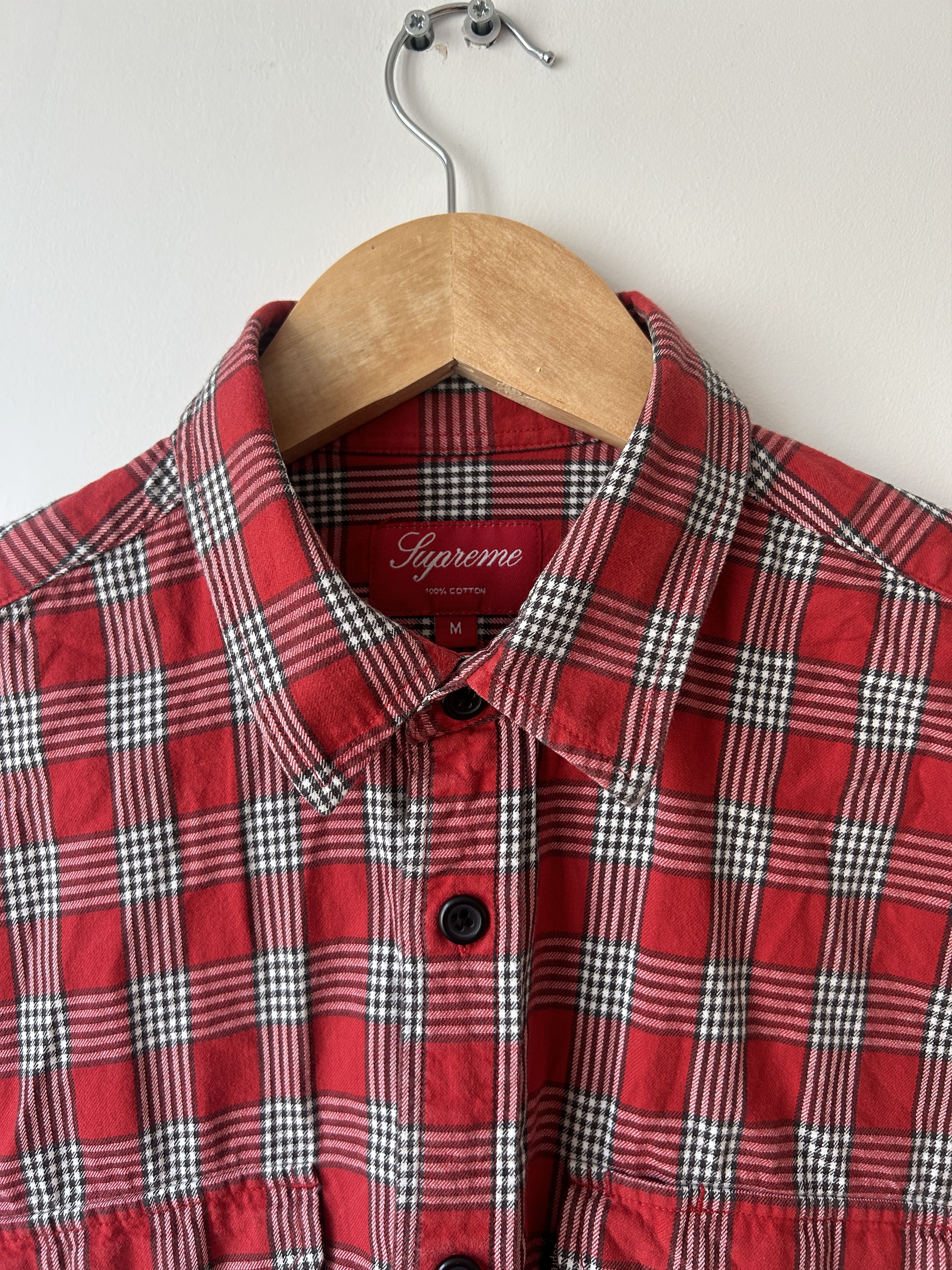 Supreme Red checks cotton button up Size US M / EU 48-50 / 2 - 2 Thumbnail