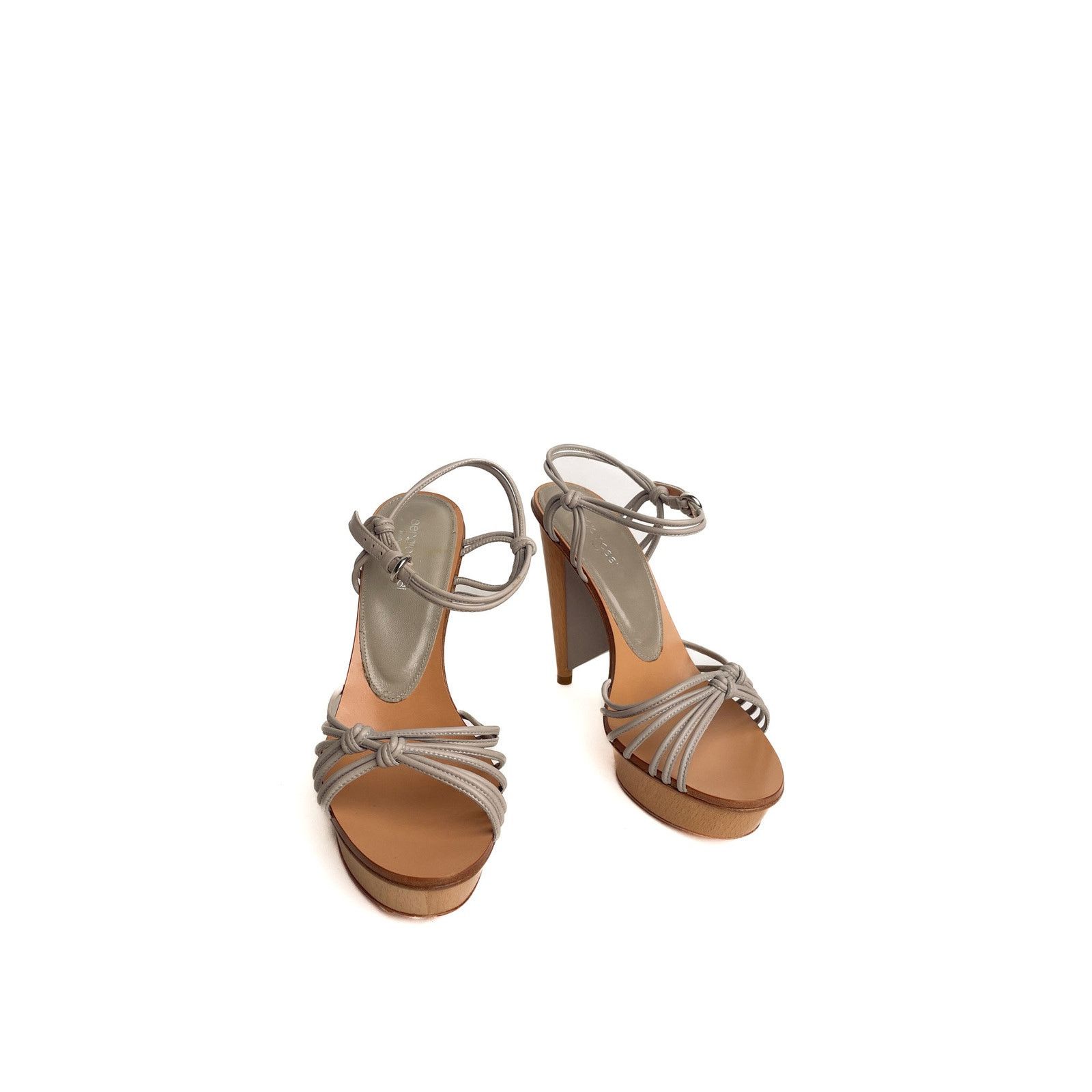 Sergio Rossi Grey Strappy Heels Size US 7 / IT 37 - 4 Thumbnail