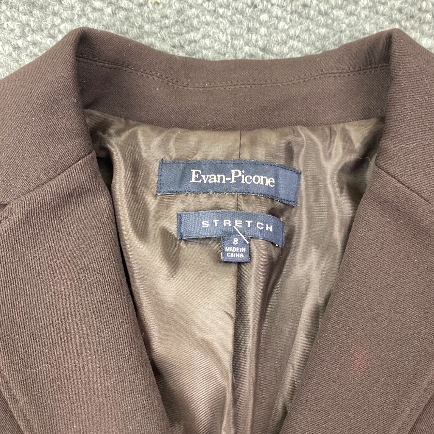 Evan Picone Evan-Picone Womens Blazer Jacket Size 8 Brown Lined Pockets Button Up Stretch Classic Short Coat/ Jacket/ Blazer Women Brown 8 Size M / US 6-8 / IT 42-44 - 3 Thumbnail