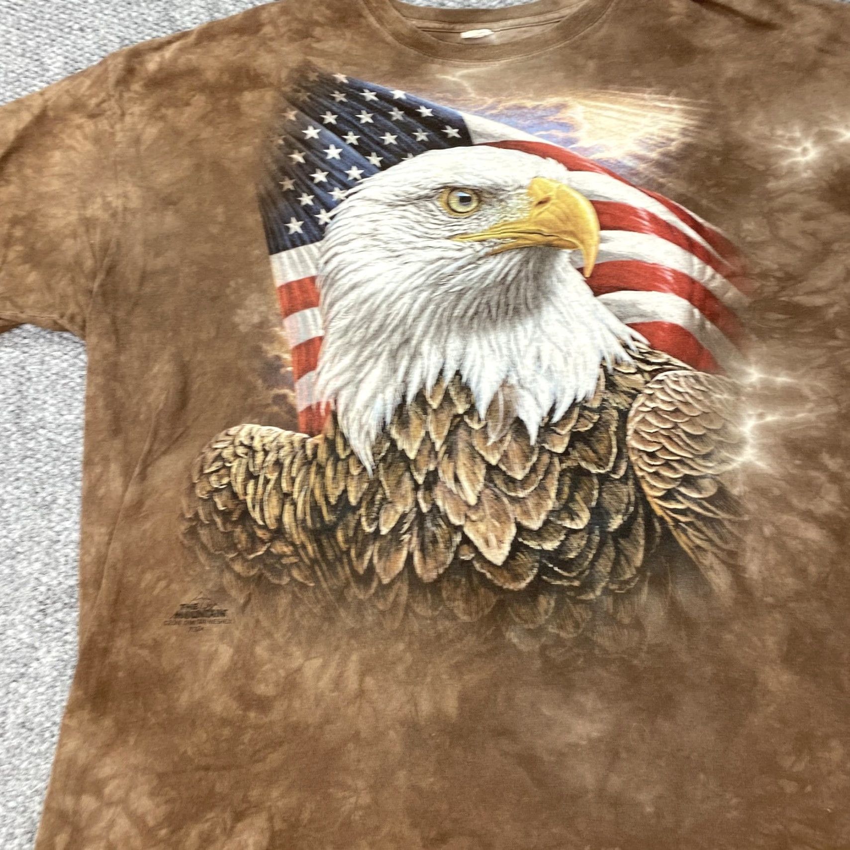 The Mountain The Mountain Shirt Mens 3XL Brown Tie Dye Bald Eagle American Flag Patriotic USA Size US XXL / EU 58 / 5 - 2 Thumbnail