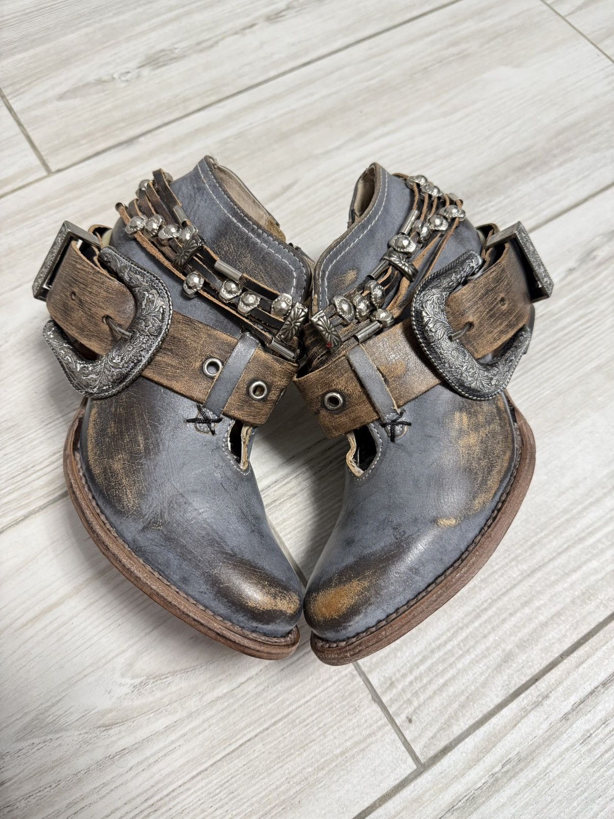 FREEBIRD Avant-garde handmade leather Cossack boots from Mexico Size US 9 / IT 39 - 5 Thumbnail