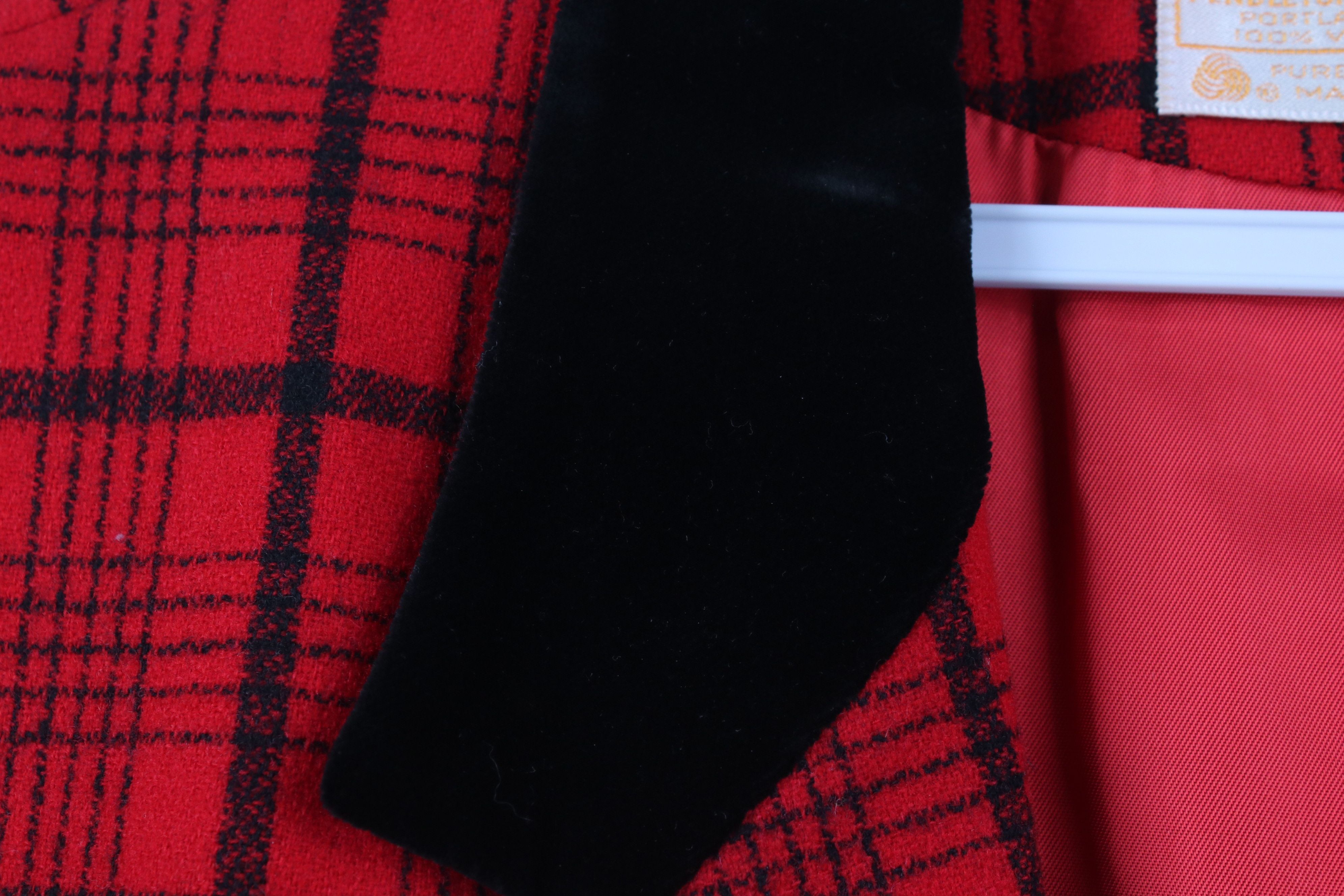 Pendleton Vintage 90s Pendleton Wool Suit Blazer Jacket Red Plaid USA Size XXL / US 16-18 / IT 52-54 - 4 Thumbnail