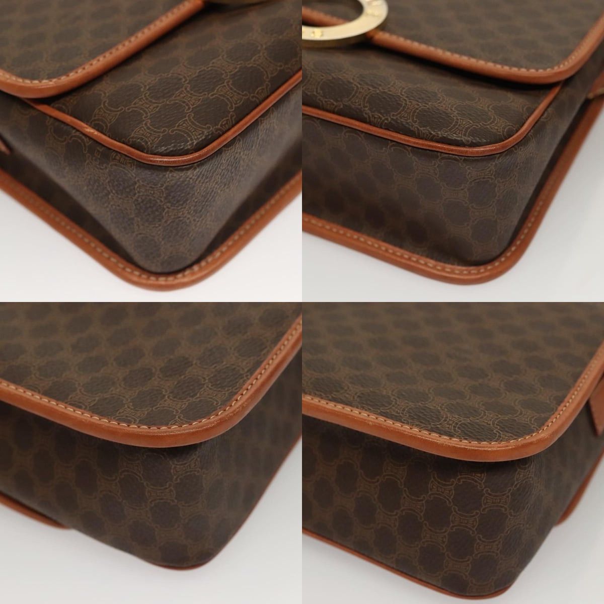 Celine CELINE Macadam Canvas Shoulder Bag Pvc Leather Brown Gold Size ONE SIZE - 10 Thumbnail