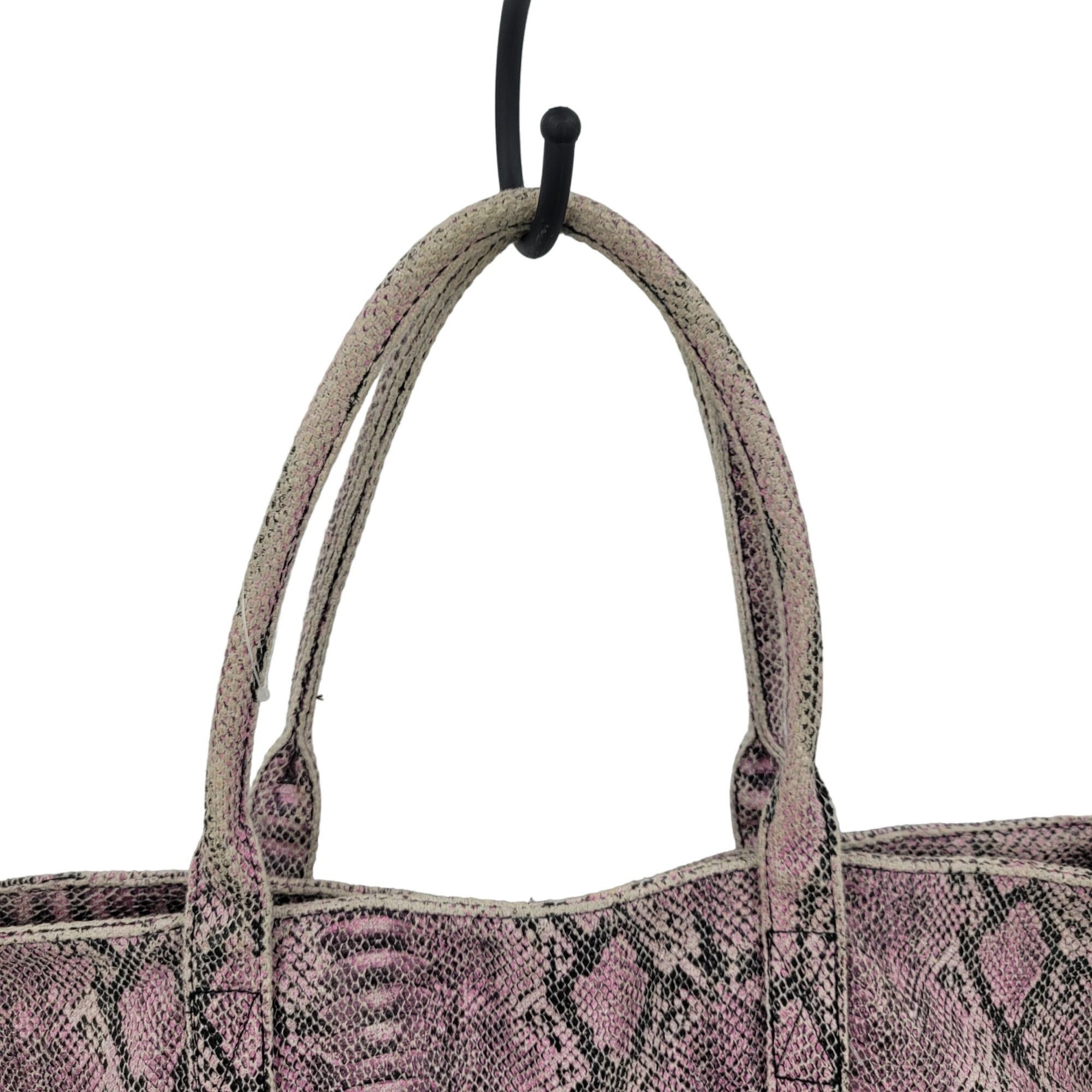 Designer BCBG Max Azria Pink Black Snake Print Vegan Tote Overnight B Size ONE SIZE - 10 Thumbnail