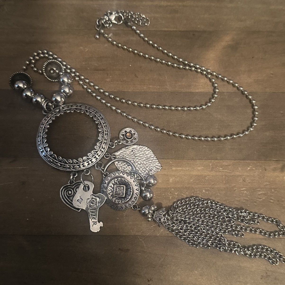 Other Long silver tone charm tassel necklace Size ONE SIZE - 2 Thumbnail