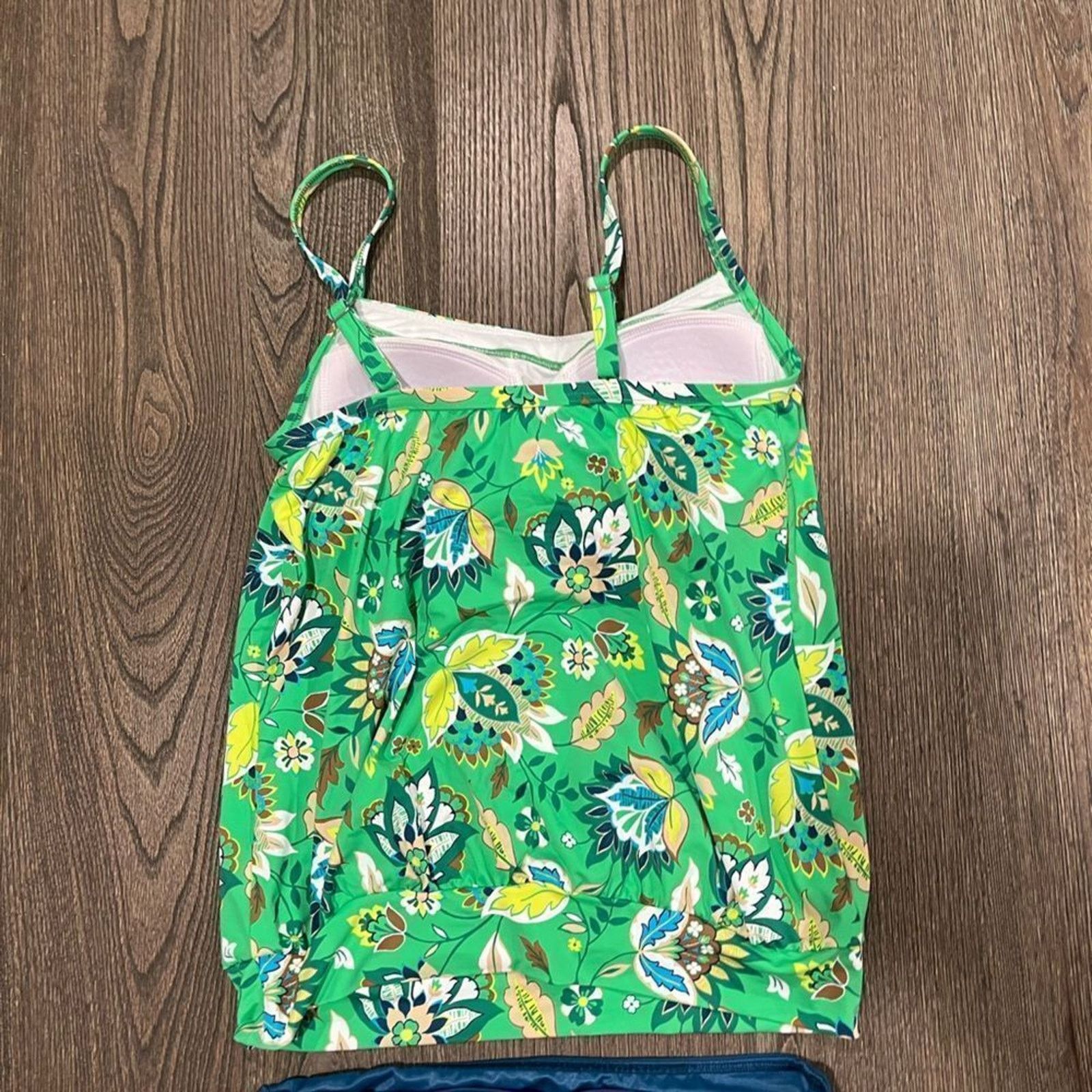 Vintage Lands End Bathing Suit Tankini Floral Tank Padded Size 4/6 Size ONE SIZE - 8 Thumbnail