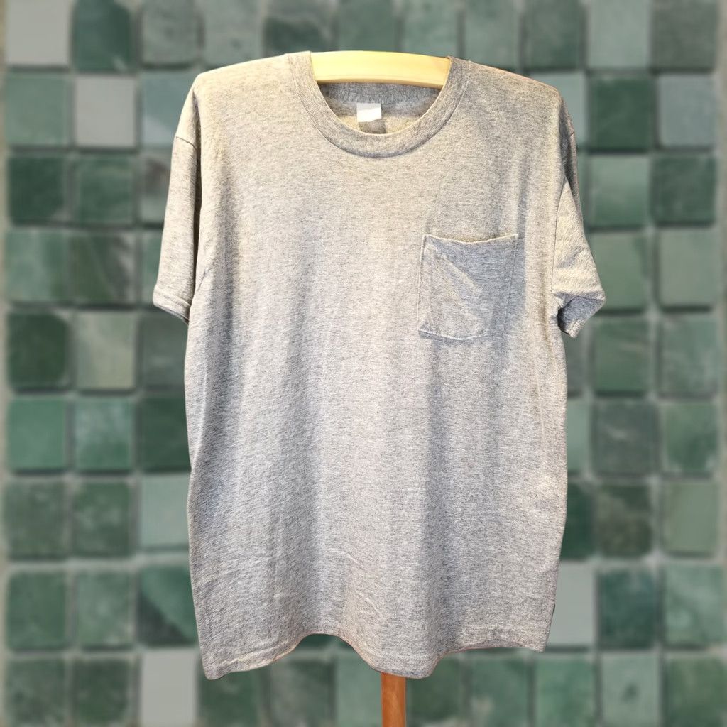 Vintage VINTAGE Unbranded Gray One Pocket Selvedge Thin T-Shirt SZ XLARGE Mens Short Sleeve Crew Neck 80s 80's Cotton Size US XL / EU 56 / 4 - 1 Thumbnail