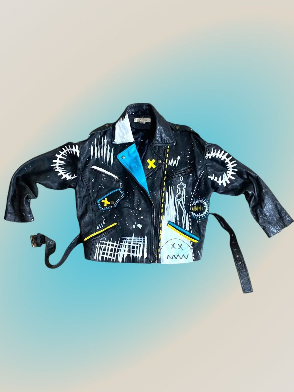 Other unisex customize hand painted size medium leather jacket. Size M / US 6-8 / IT 42-44 - 5 Thumbnail