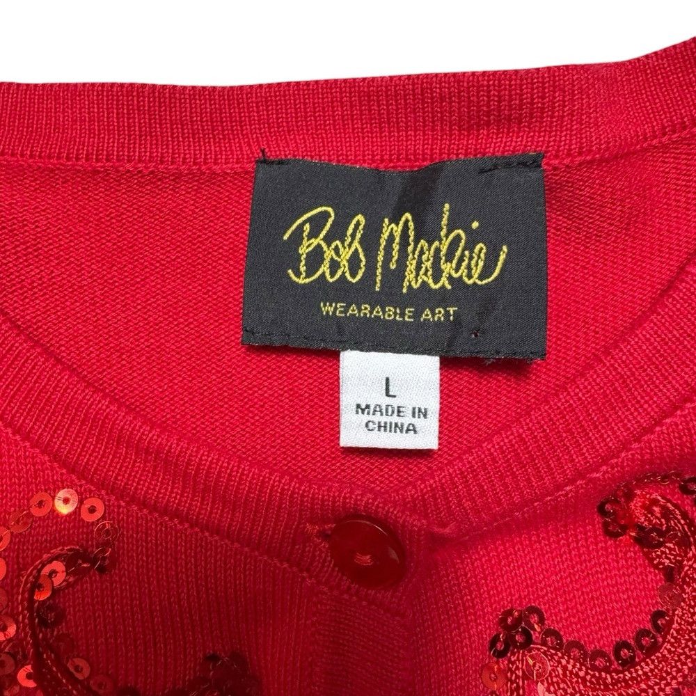 Bob Mackie Vintage Bob Mackie Embroidered Sequin Cotton Red Cardigan S Size L / US 10 / IT 46 - 7 Thumbnail