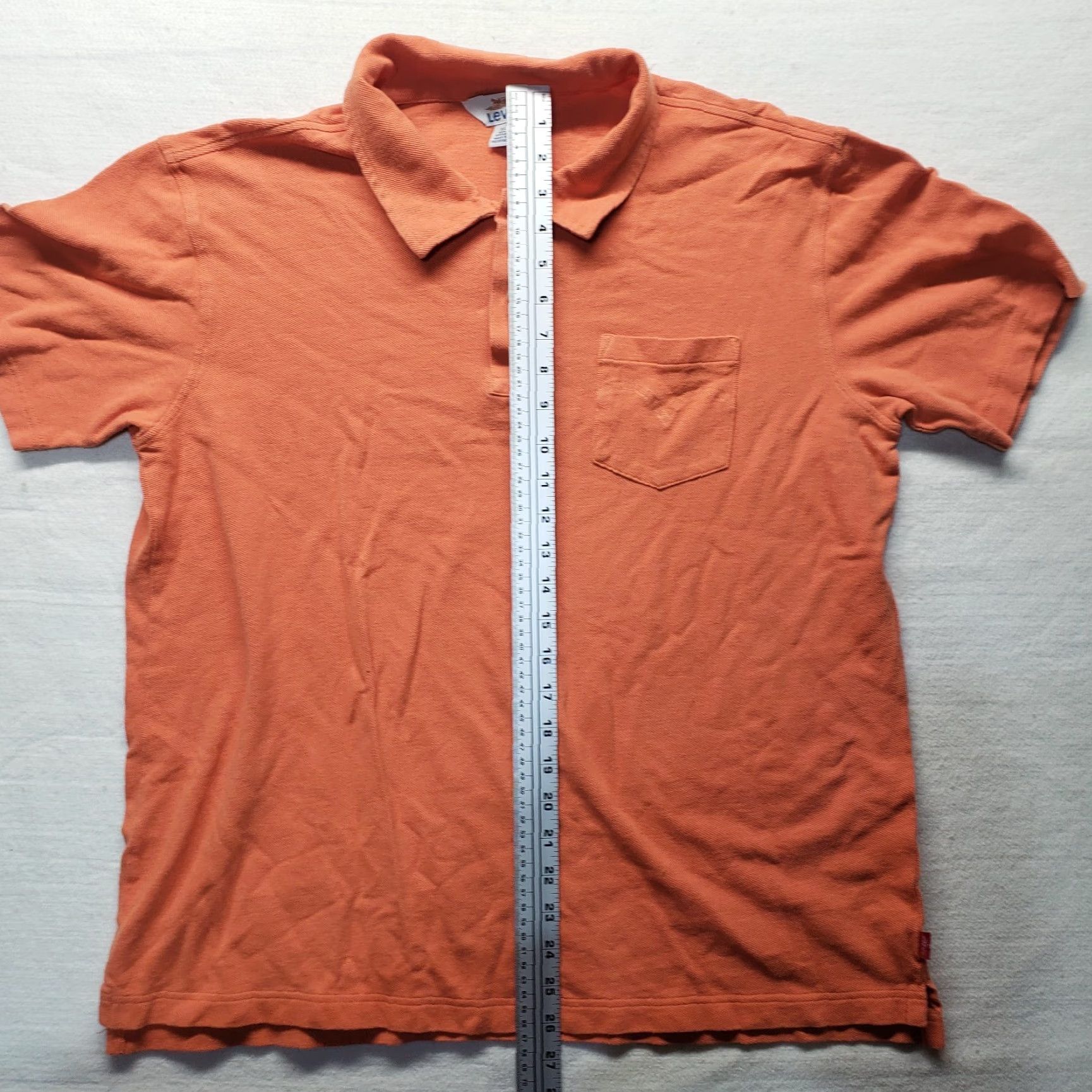 Levi's Levi's Shirt Polo Golf Casual Solid Orange XL Men Short Sleeve Pocket Button Collar Knit Cotton Blend Size US XL / EU 56 / 4 - 6 Thumbnail