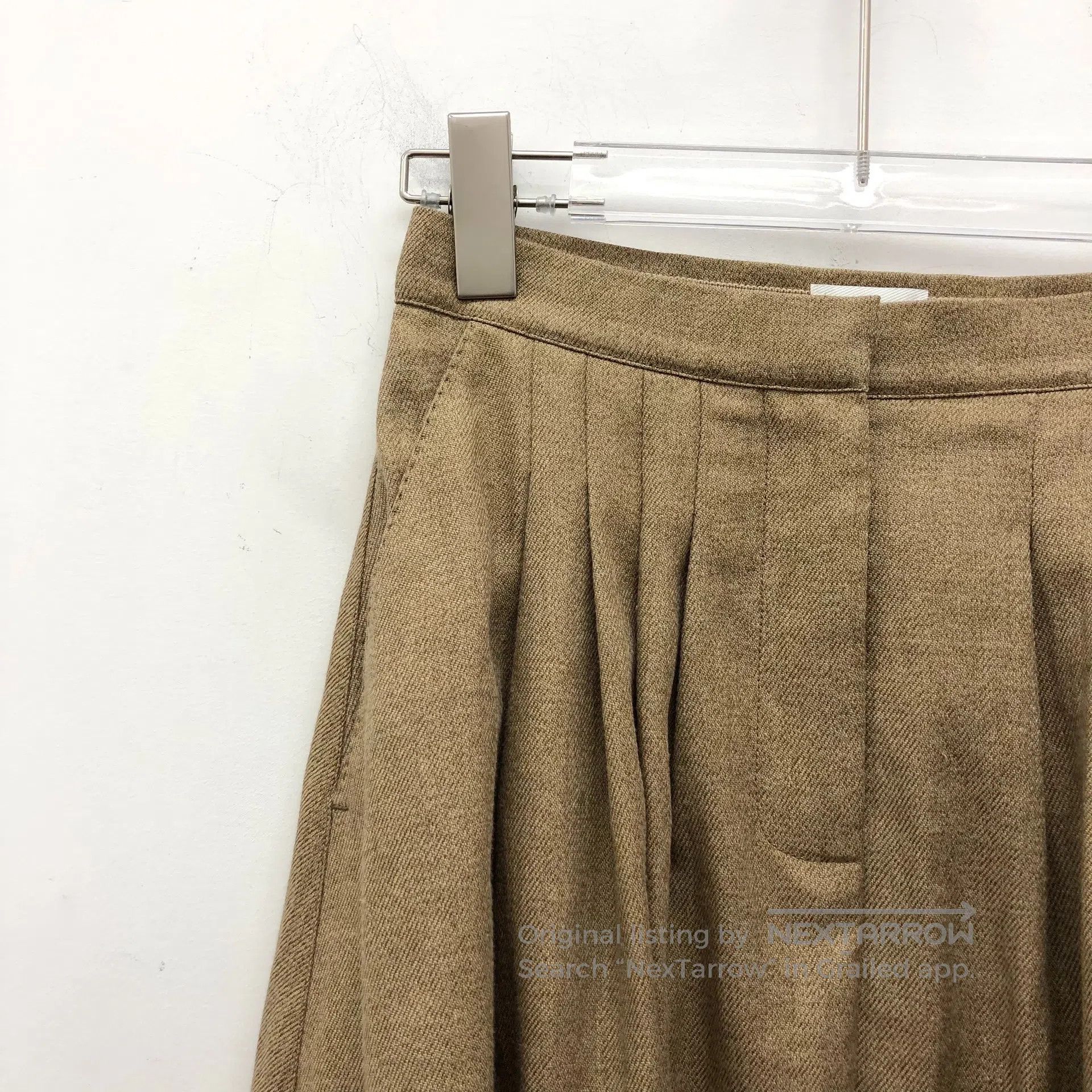 Burberry Burberry Deep Brown Flax Pleated Knee-Length Skirt| Size 35" - 3 Thumbnail