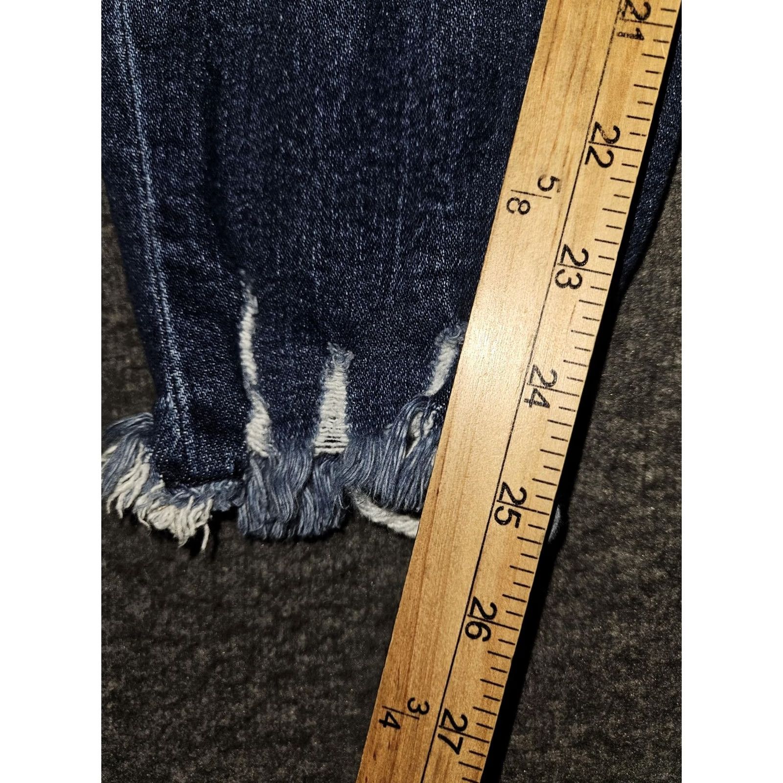 Vintage KanCan Jeans Womens 16 Medium Wash High Rise Skinny Distressed Raw Hem Denim Size 38" / US 16 / IT 52 - 6 Thumbnail