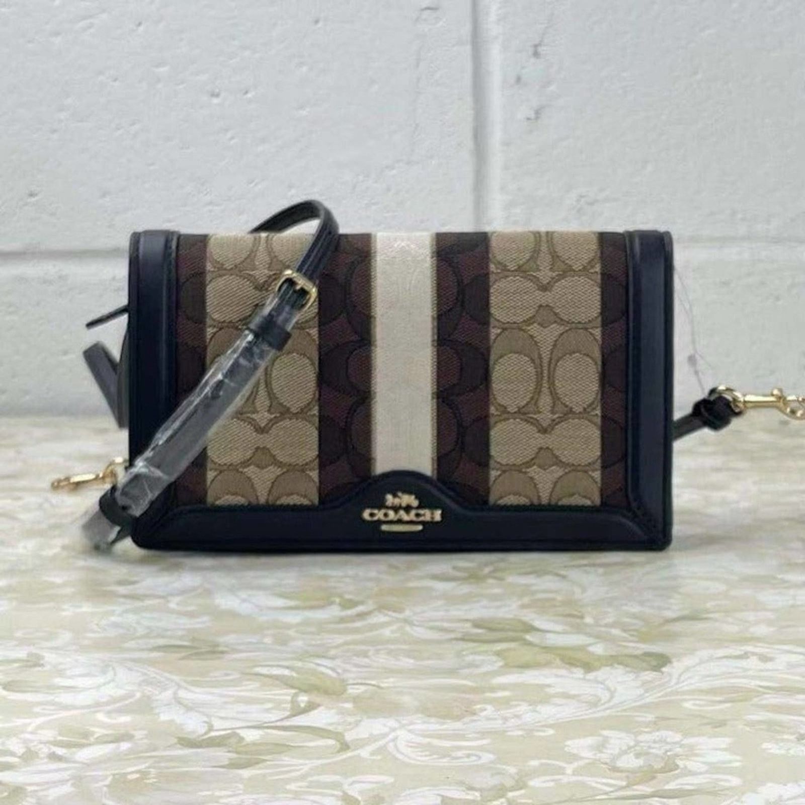 Coach COACH C5884 WOMEN'S FOLDOVER CROSSBODY IN KHAKI BLACK MULTI Size ONE SIZE - 1 Thumbnail