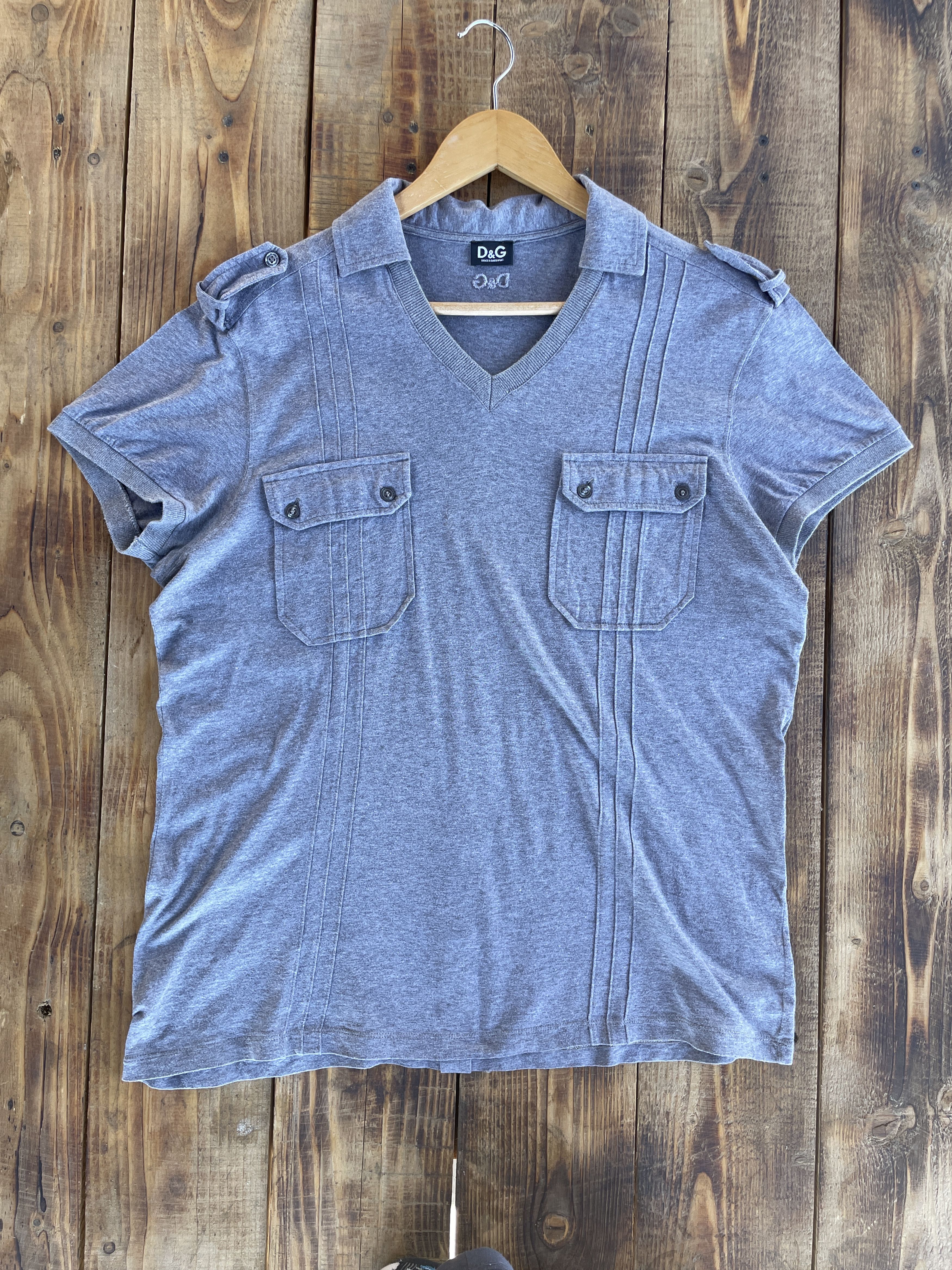 Dolce & Gabbana Dolce & Gabbanna Vintage V-Neck Military Polo T-Shirt Size US XXL / EU 58 / 5 - 1 Thumbnail