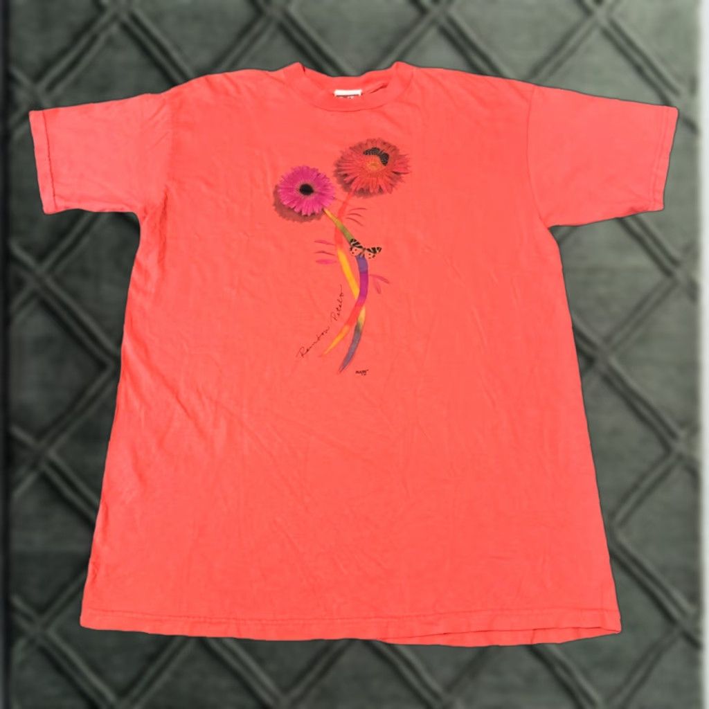 CB Sports VINTAGE 1996 Flower Butterfly Nature Art Rainbow Petals Pink T-Shirt XL Size US XL / EU 56 / 4 - 1 Thumbnail